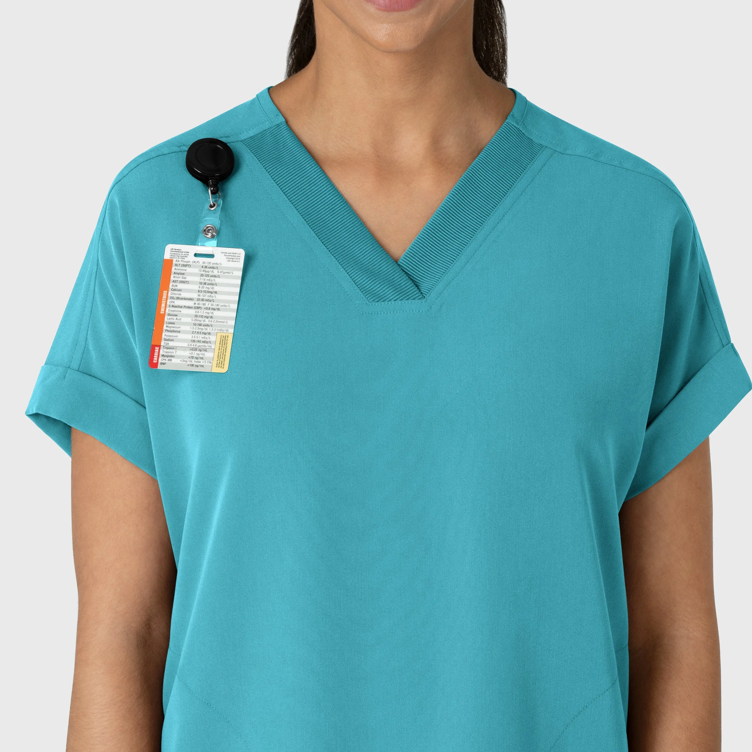 Nova Women's Drop Shoulder Boxy Scrub Top - Teal Blue
