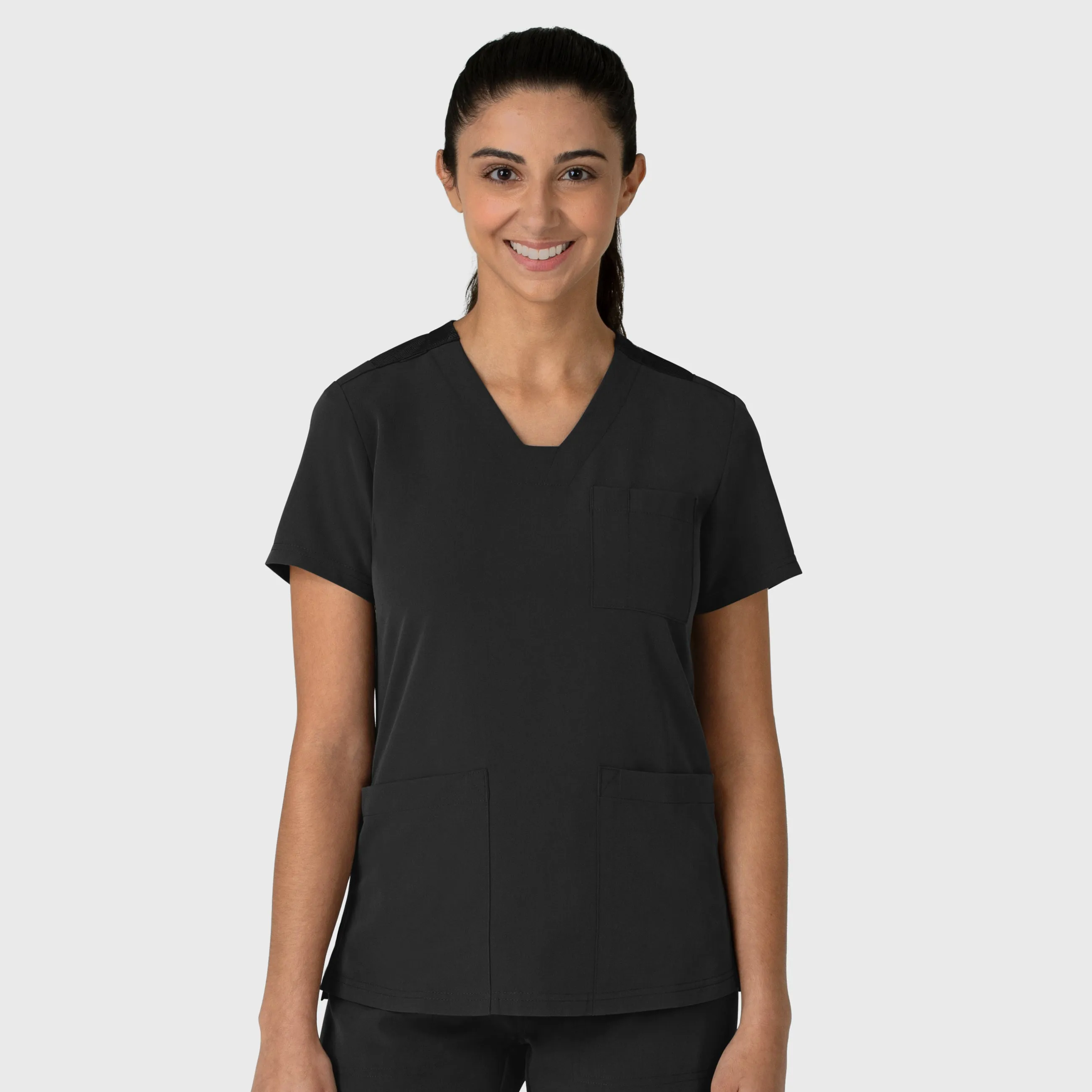 Nova Women's Flex-n-Reach V-Neck Scrub Top - Black