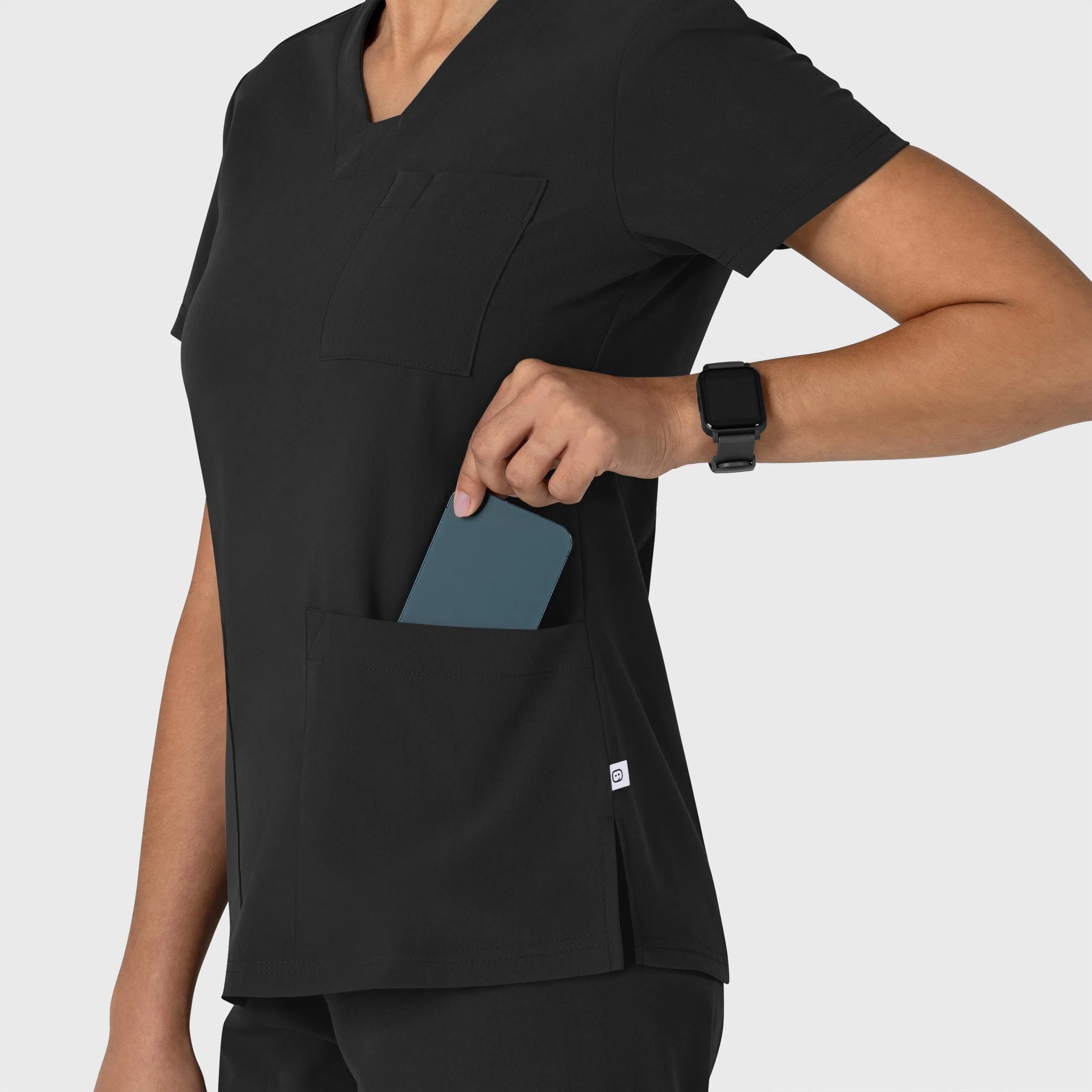 Nova Women's Flex-n-Reach V-Neck Scrub Top - Black