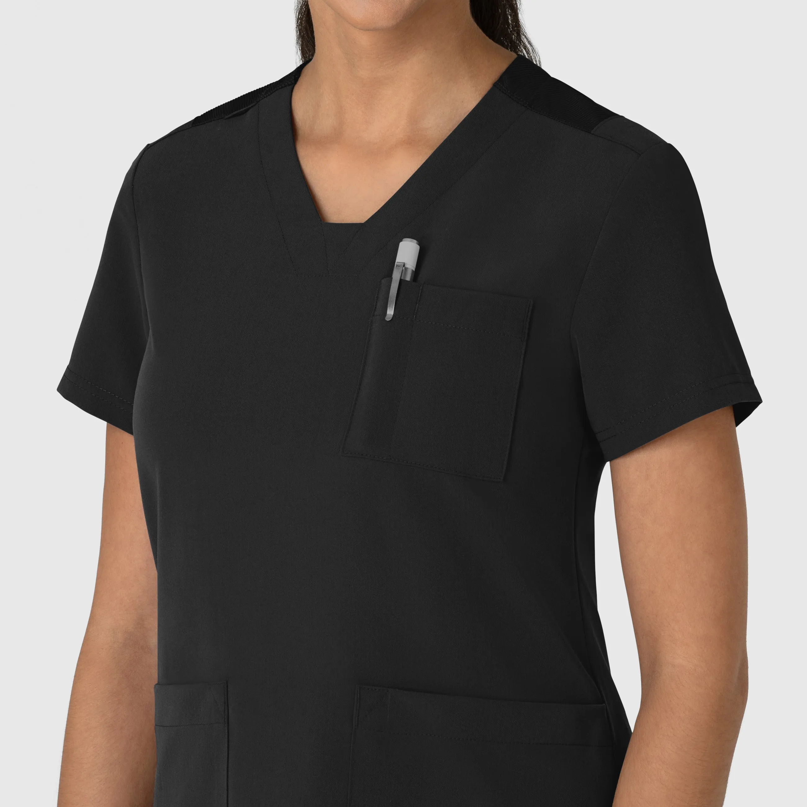 Nova Women's Flex-n-Reach V-Neck Scrub Top - Black