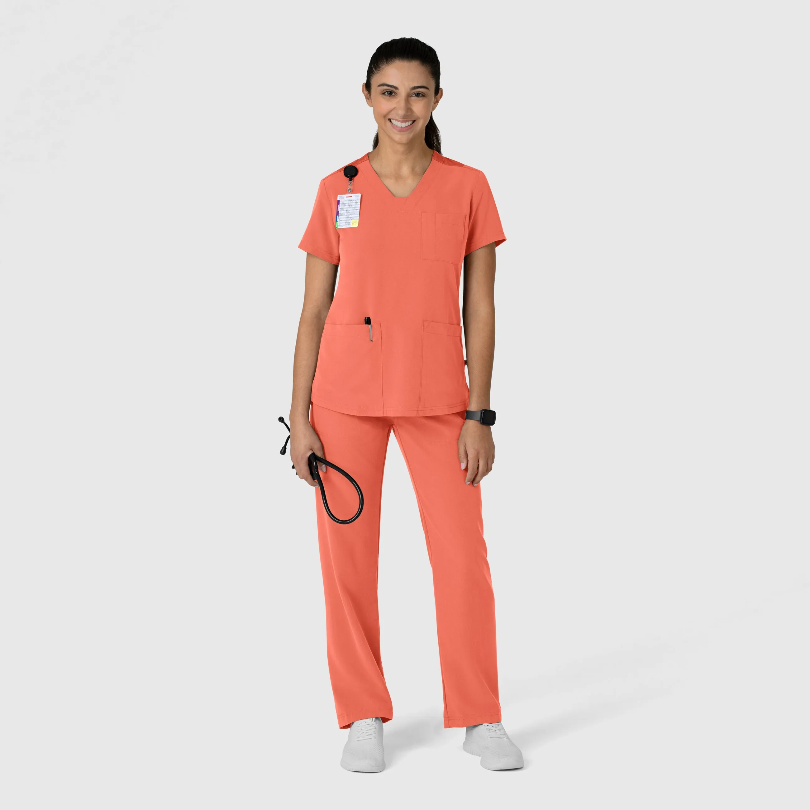 Nova Women's Flex-n-Reach V-Neck Scrub Top - Sugar Coral