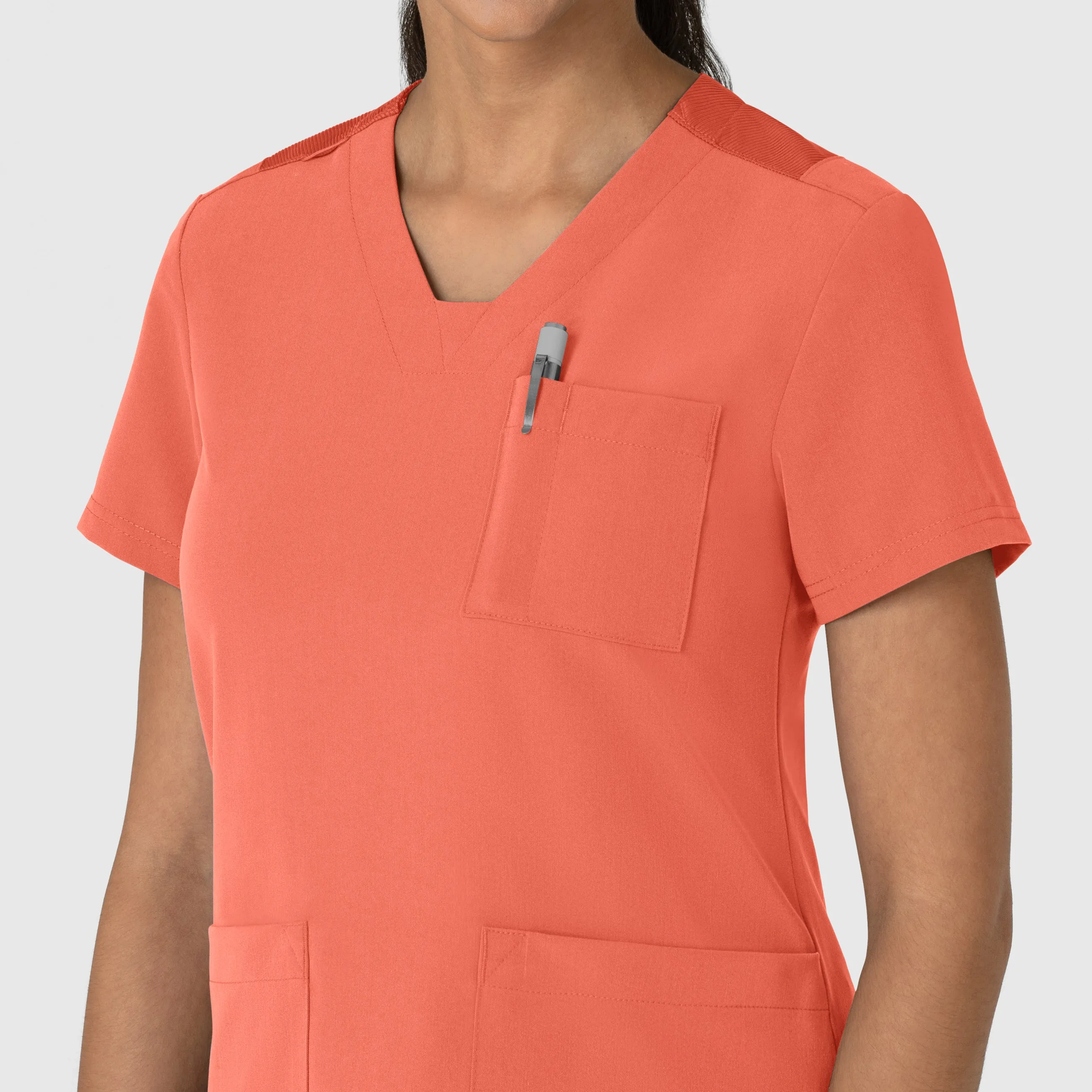 Nova Women's Flex-n-Reach V-Neck Scrub Top - Sugar Coral