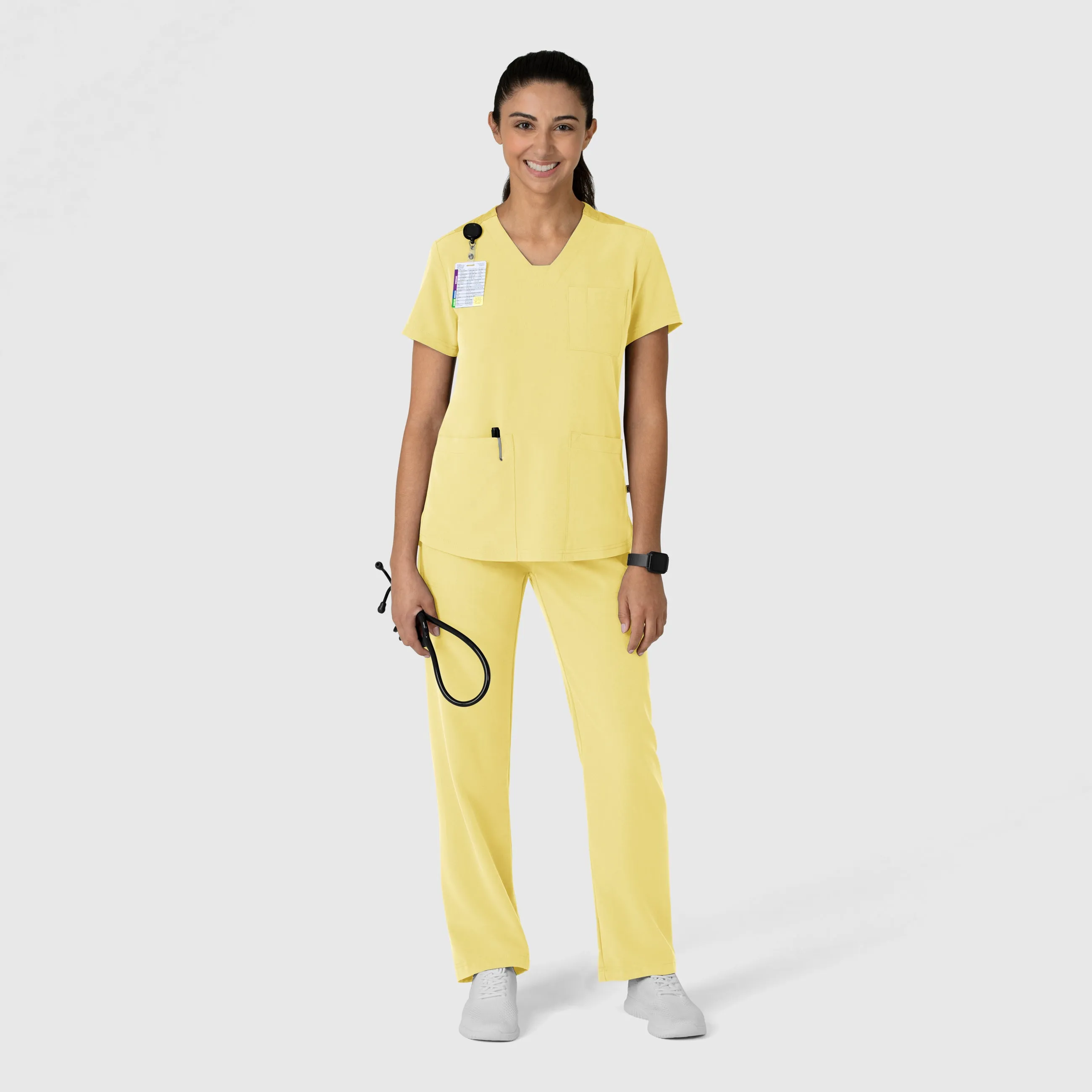 Nova Women's Flex-n-Reach V-Neck Scrub Top - Sunshine Yellow