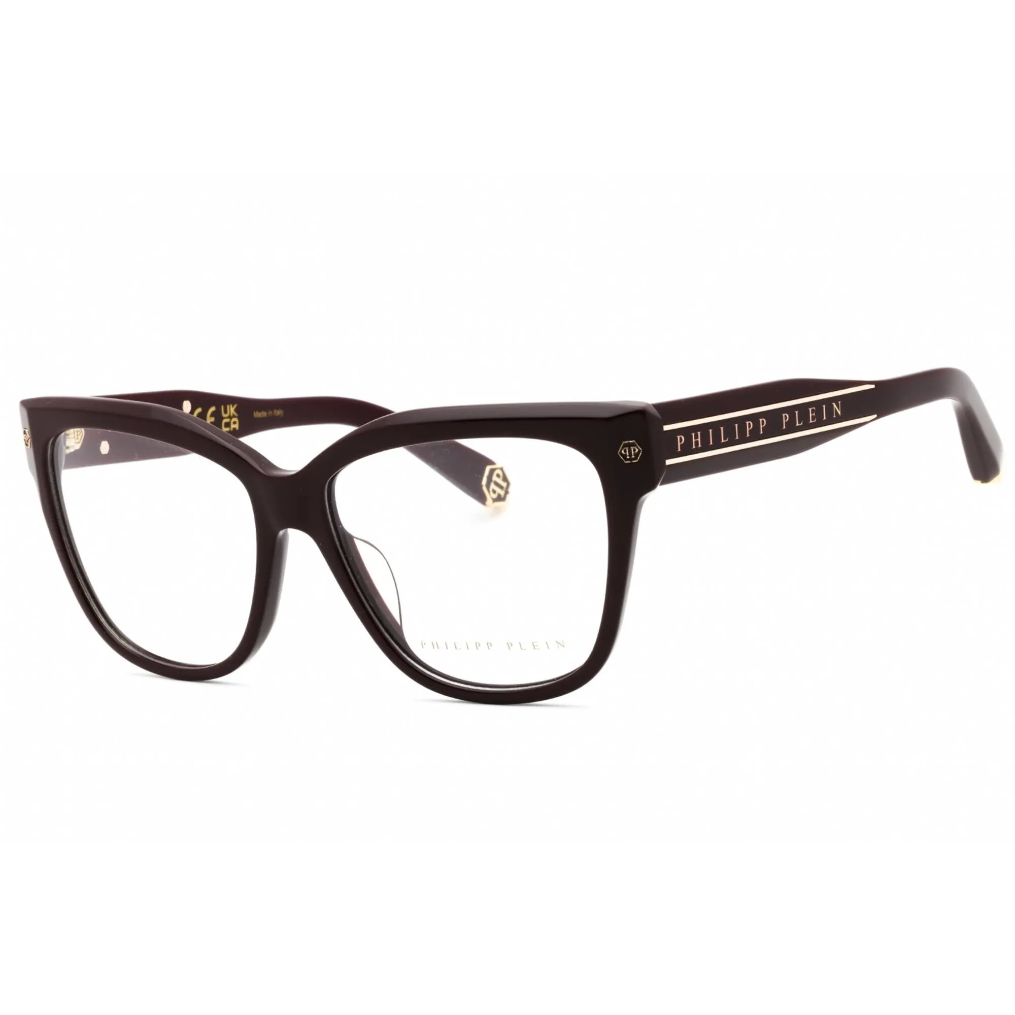Philipp Plein Women's Eyeglasses - Bordeaux Plastic Full Rim Cat Eye | VPP051M 0G96