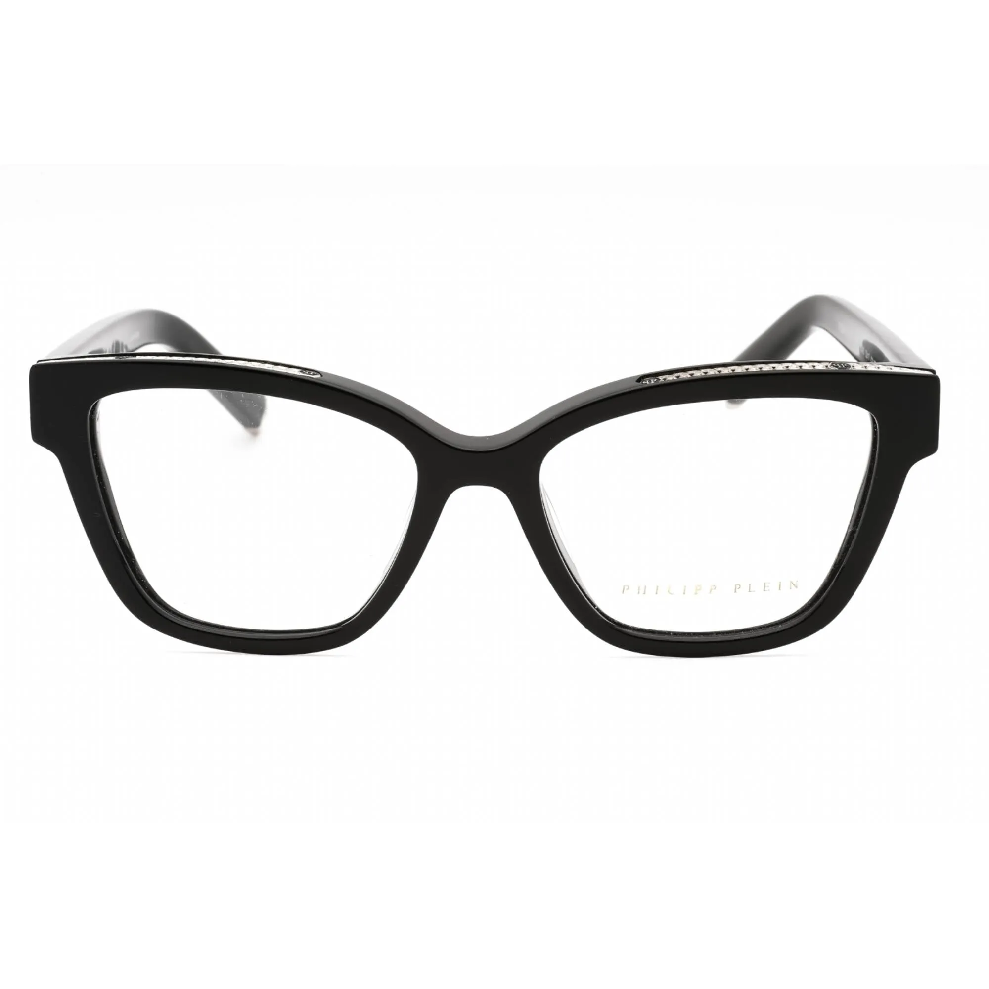 Philipp Plein Women's Eyeglasses - Shiny Black Acetate Cat Eye Frame | VPP034S 0700