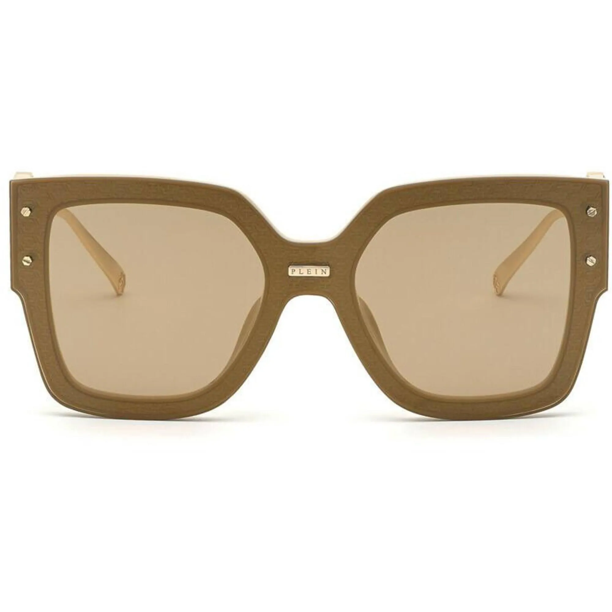 Philipp Plein Women's Sunglasses - Beige Acetate Frame Gold Mirror Lens | SPP041M 6CTG