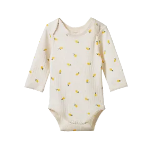 Pointelle Long Sleeve Bodysuit - Lemon Print