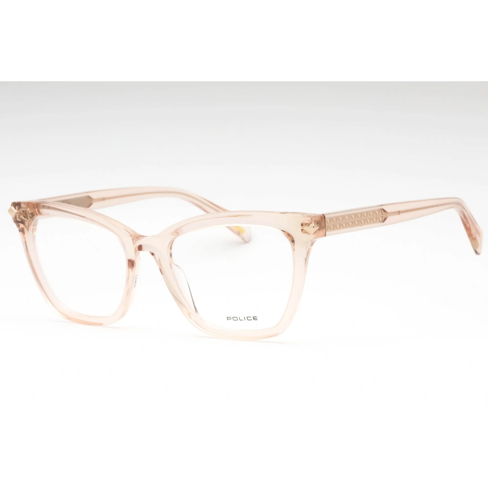 Police Women's Eyeglasses - Pink Clear Plastic Cat Eye Full Rim Frame | VPLF29 09TU