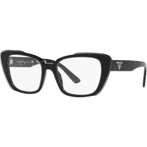 Prada Women's Eyeglasses - Full Rim Havana Black/White Cat Eye Frame | 0PR01YV 09V1O1