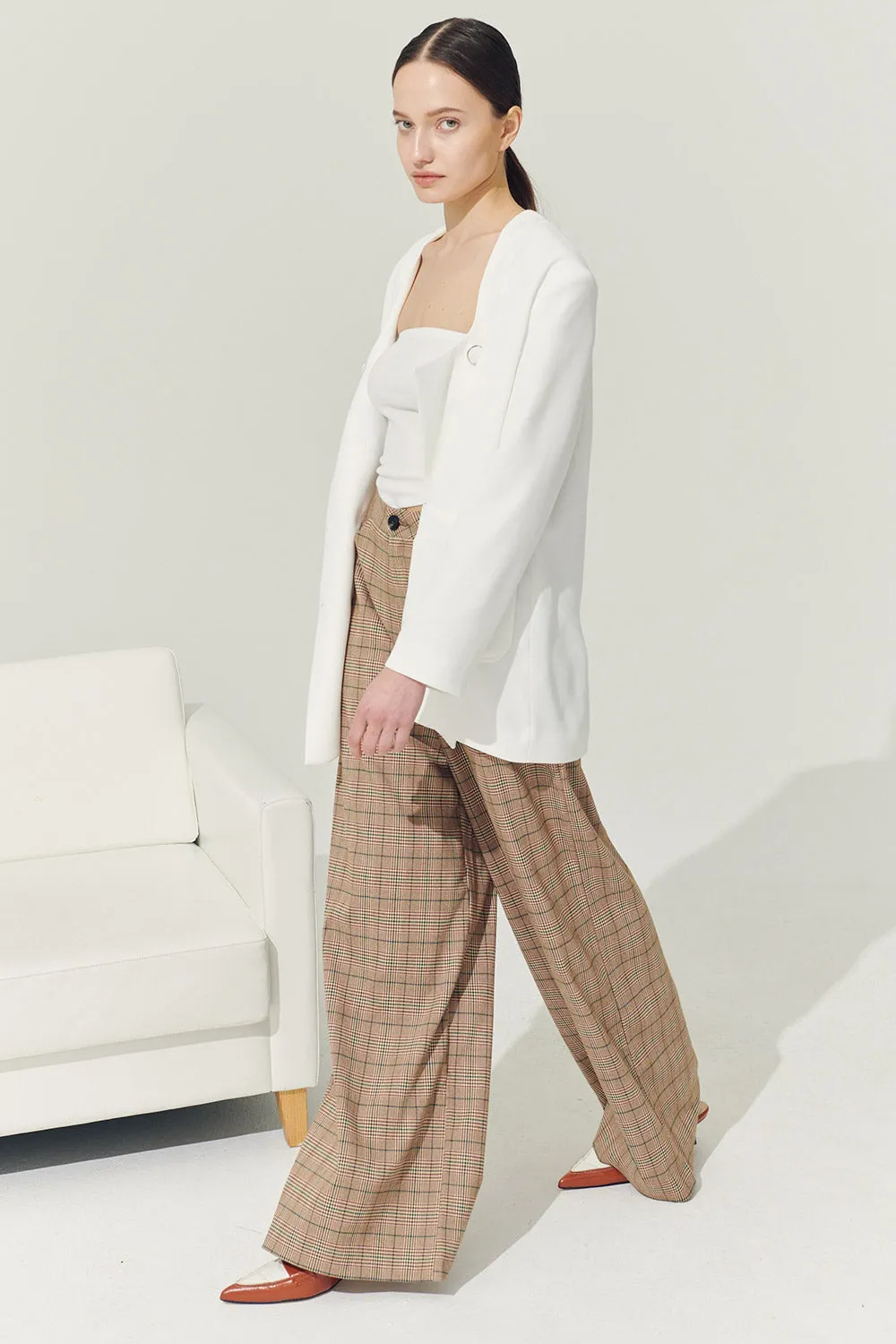 Re:born Mya Wide Leg Pants in Plaid