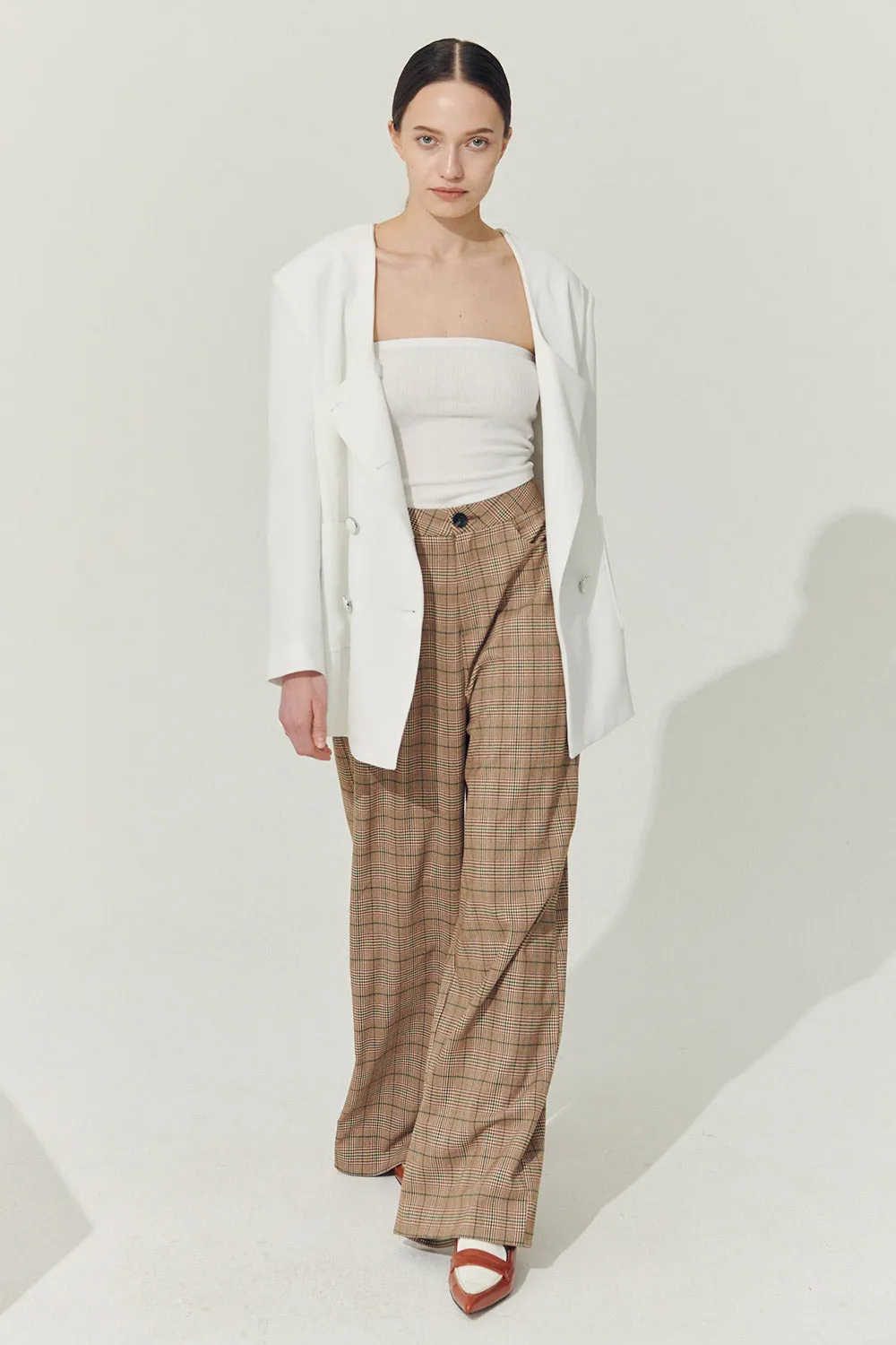 Re:born Mya Wide Leg Pants in Plaid