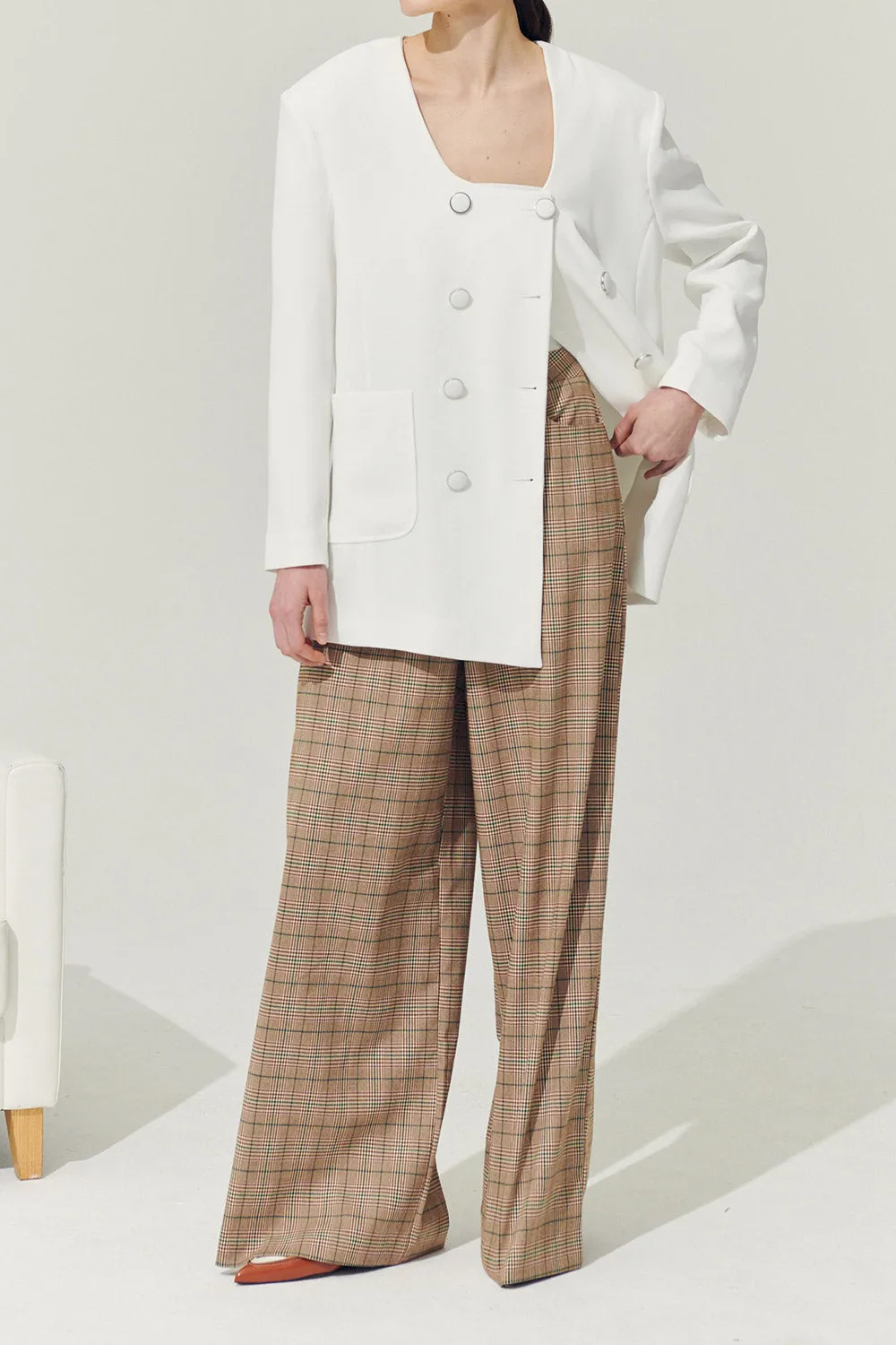 Re:born Mya Wide Leg Pants in Plaid