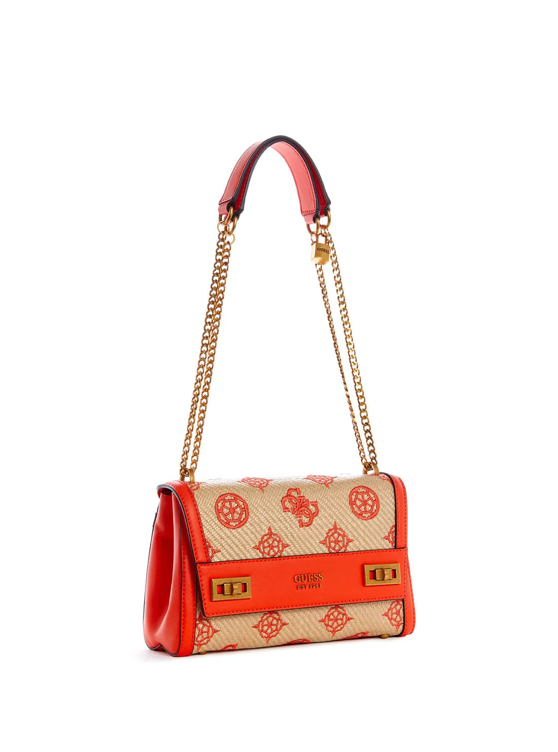 Red Katey Raffia Shoulder Bag