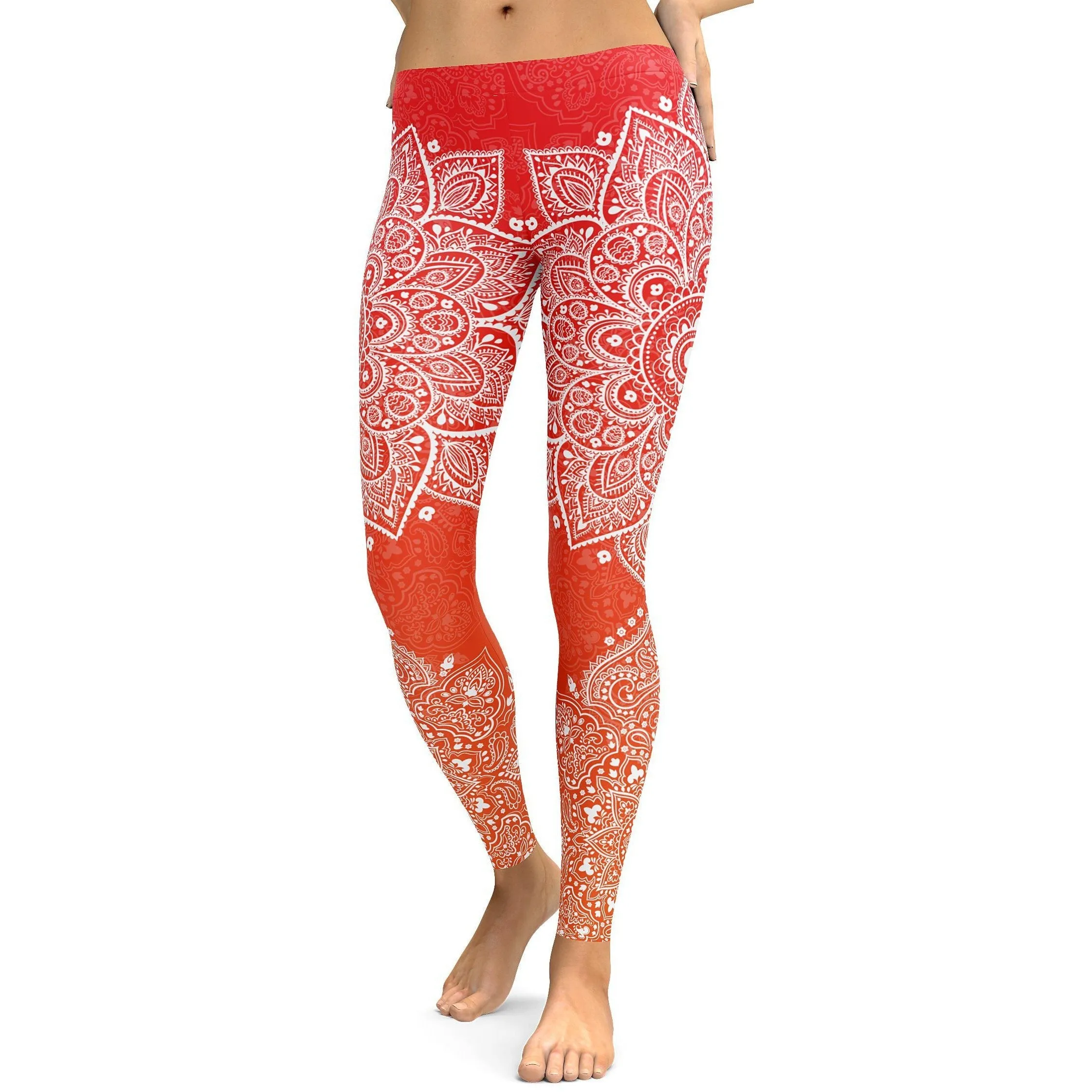 Red to Orange Mandala Leggings