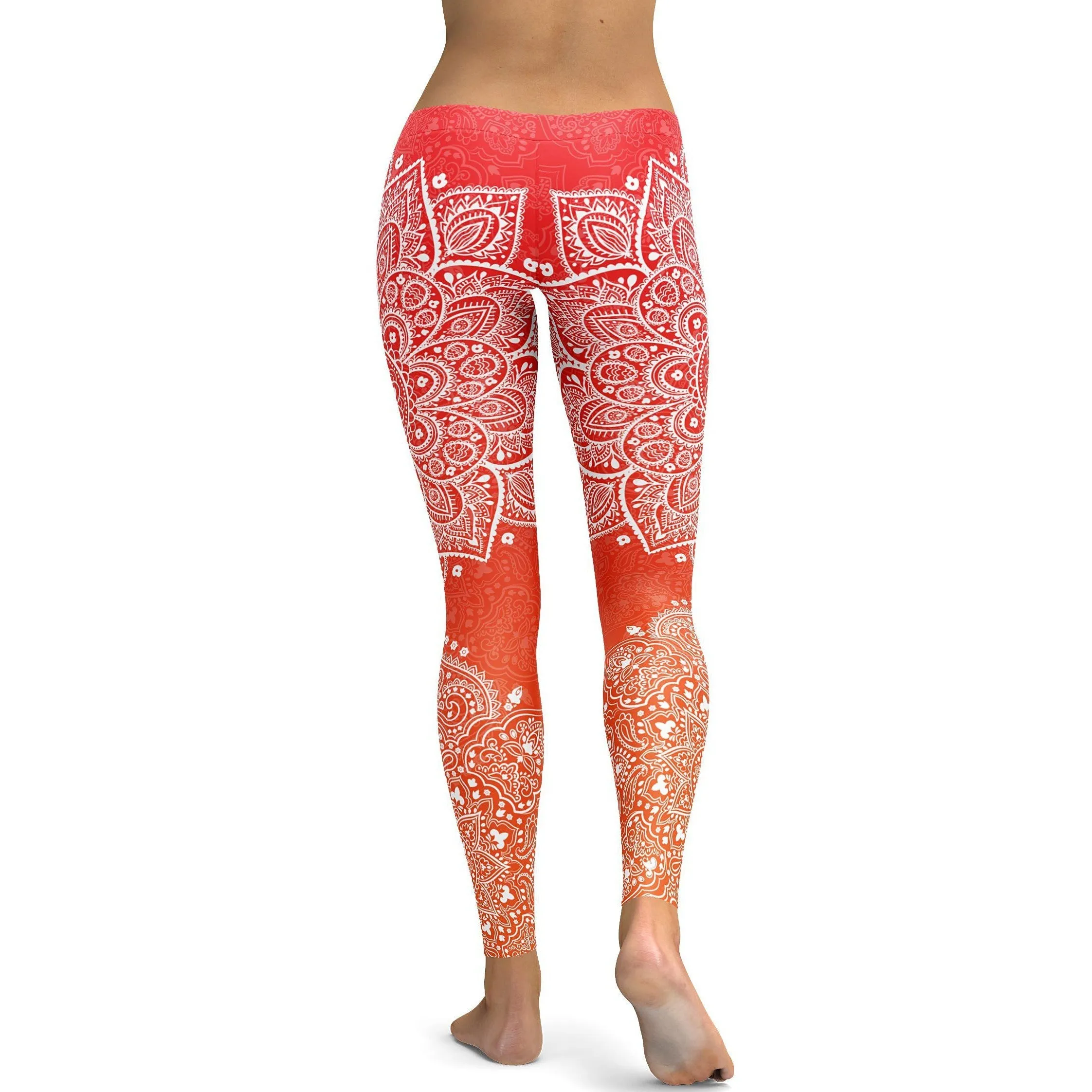 Red to Orange Mandala Leggings