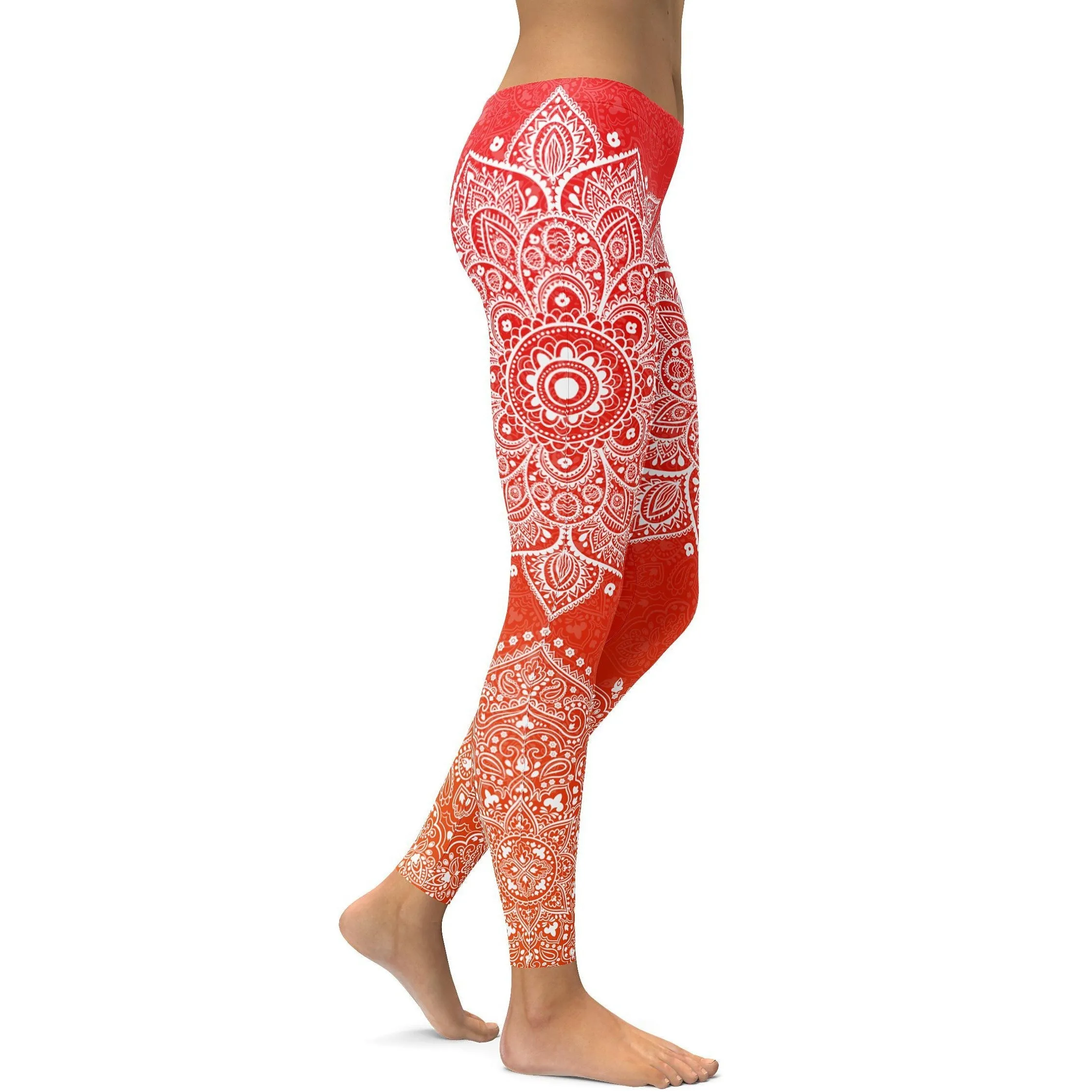 Red to Orange Mandala Leggings