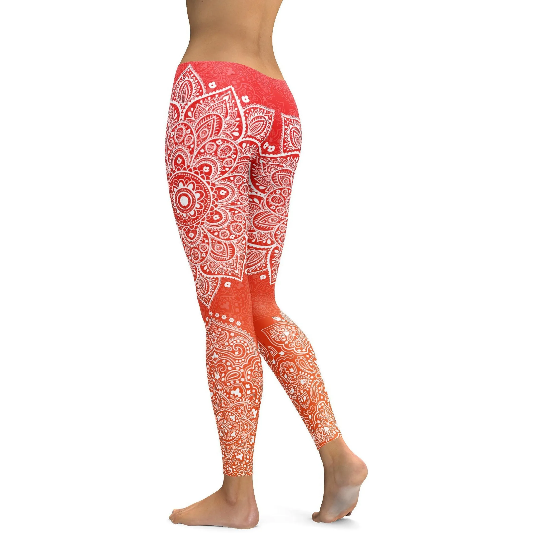 Red to Orange Mandala Leggings