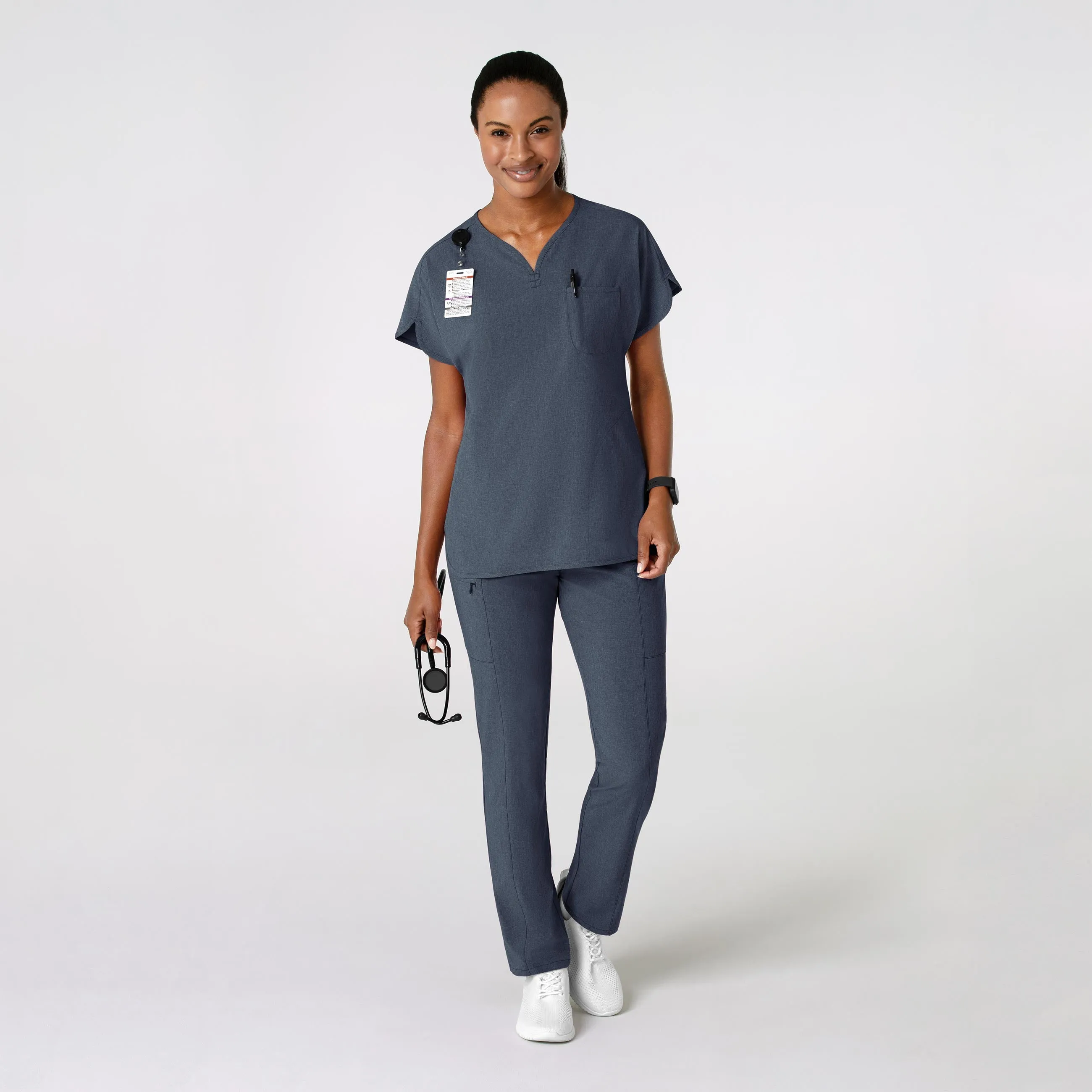 RENEW Women's Dolman Scrub Top - Navy Heather