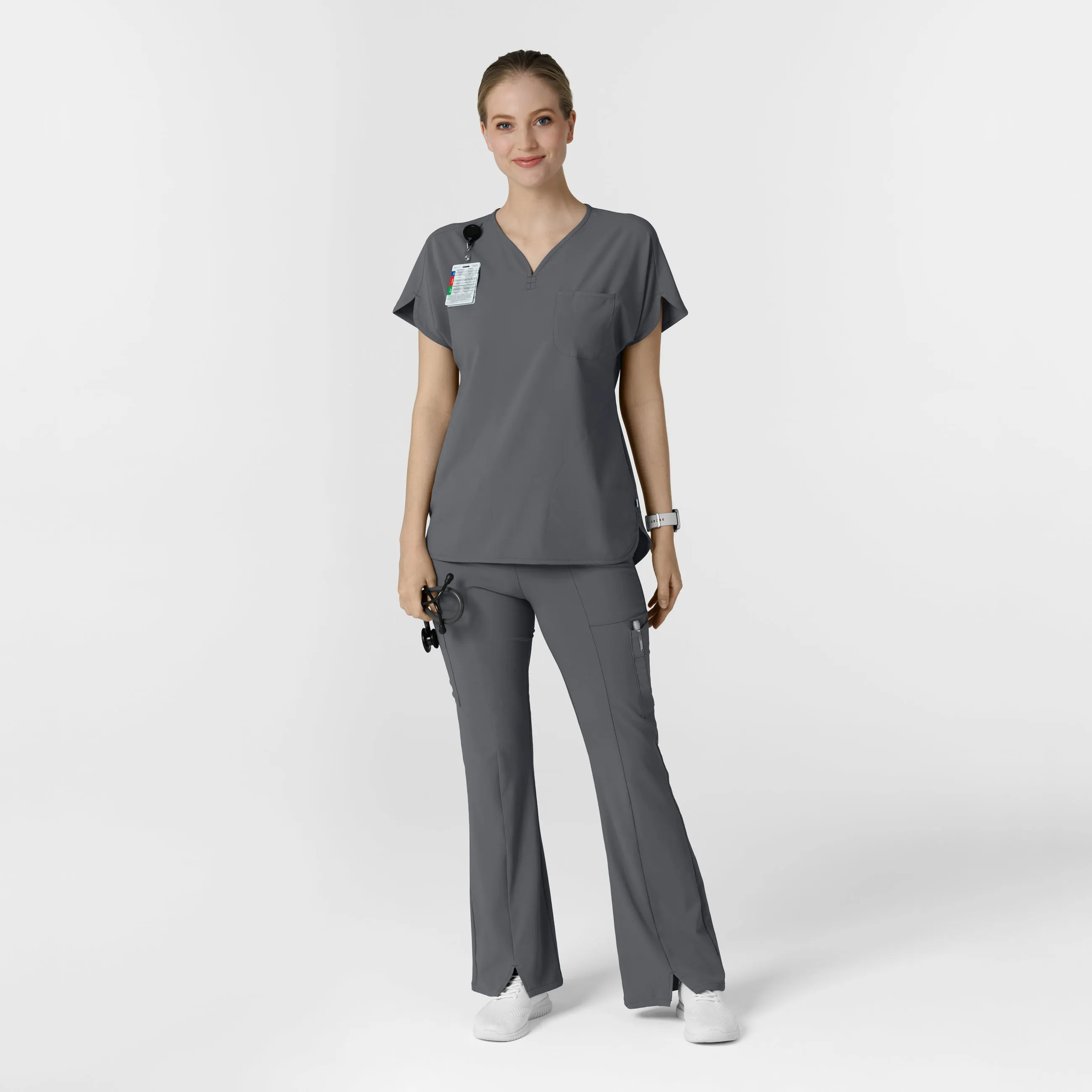 RENEW Women's Dolman Scrub Top - Pewter