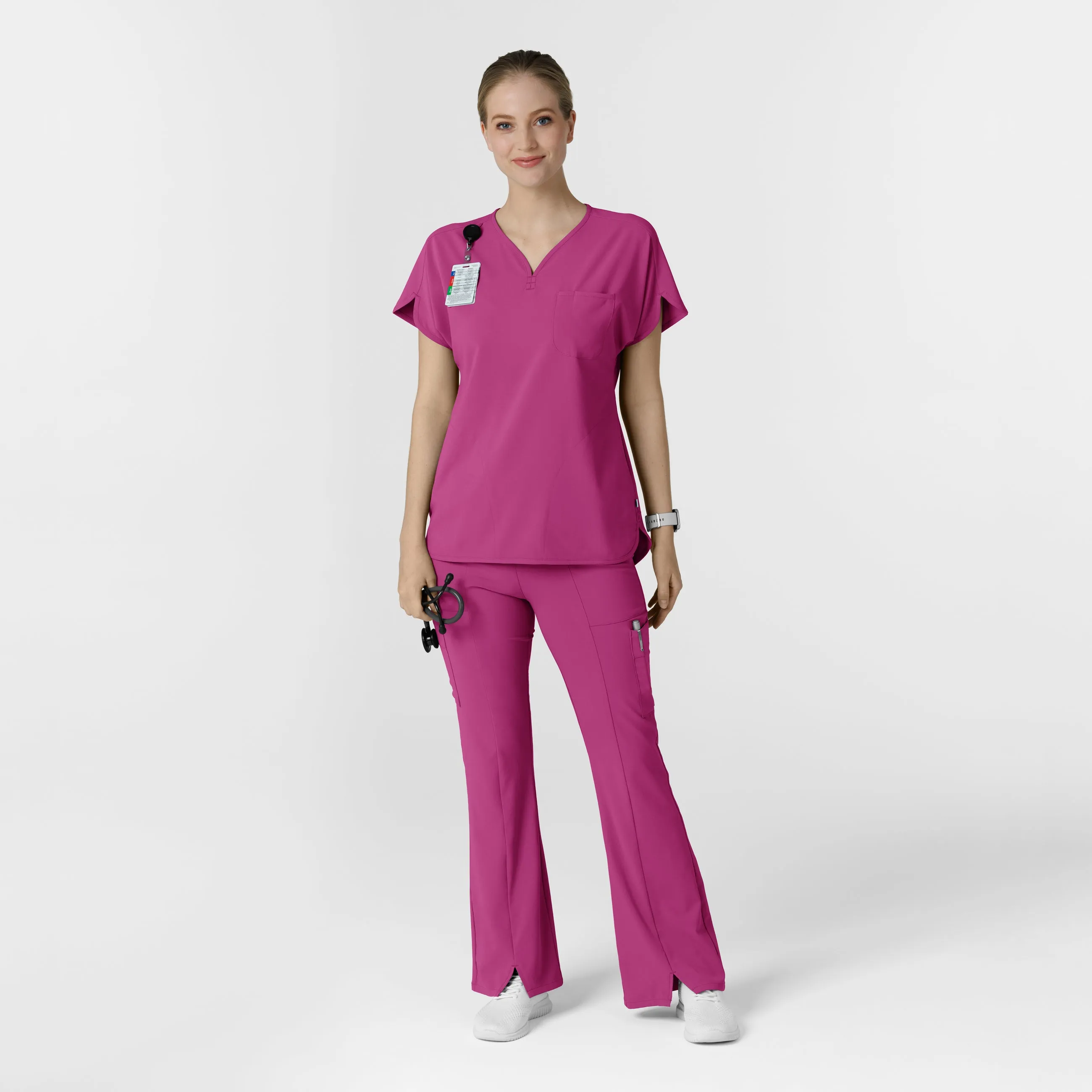 RENEW Women's Dolman Scrub Top - Raspberry