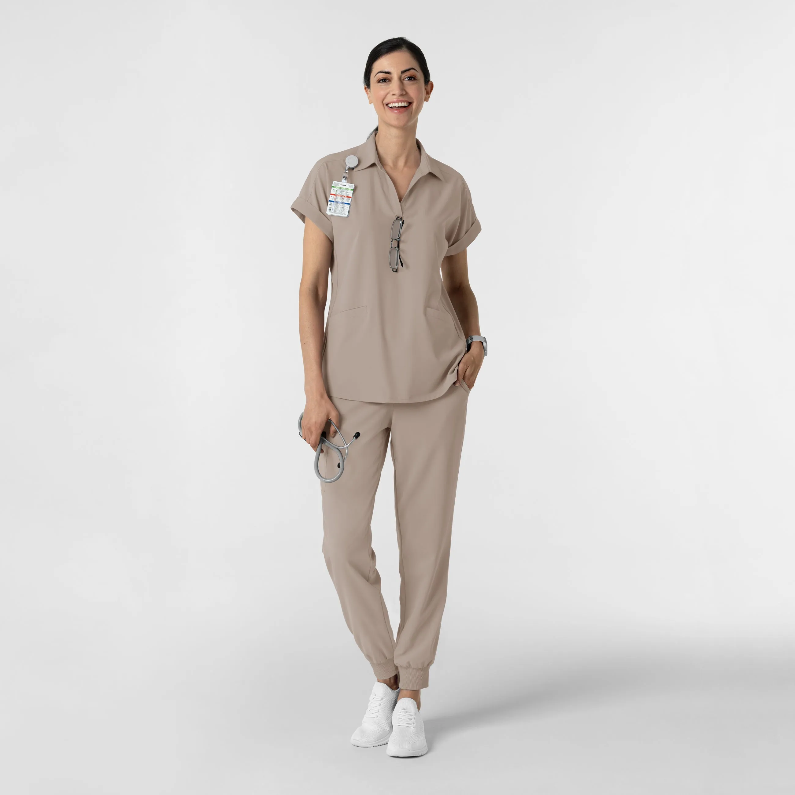 RENEW Women’s Flex-n-Reach Collar Scrub Top - Haze