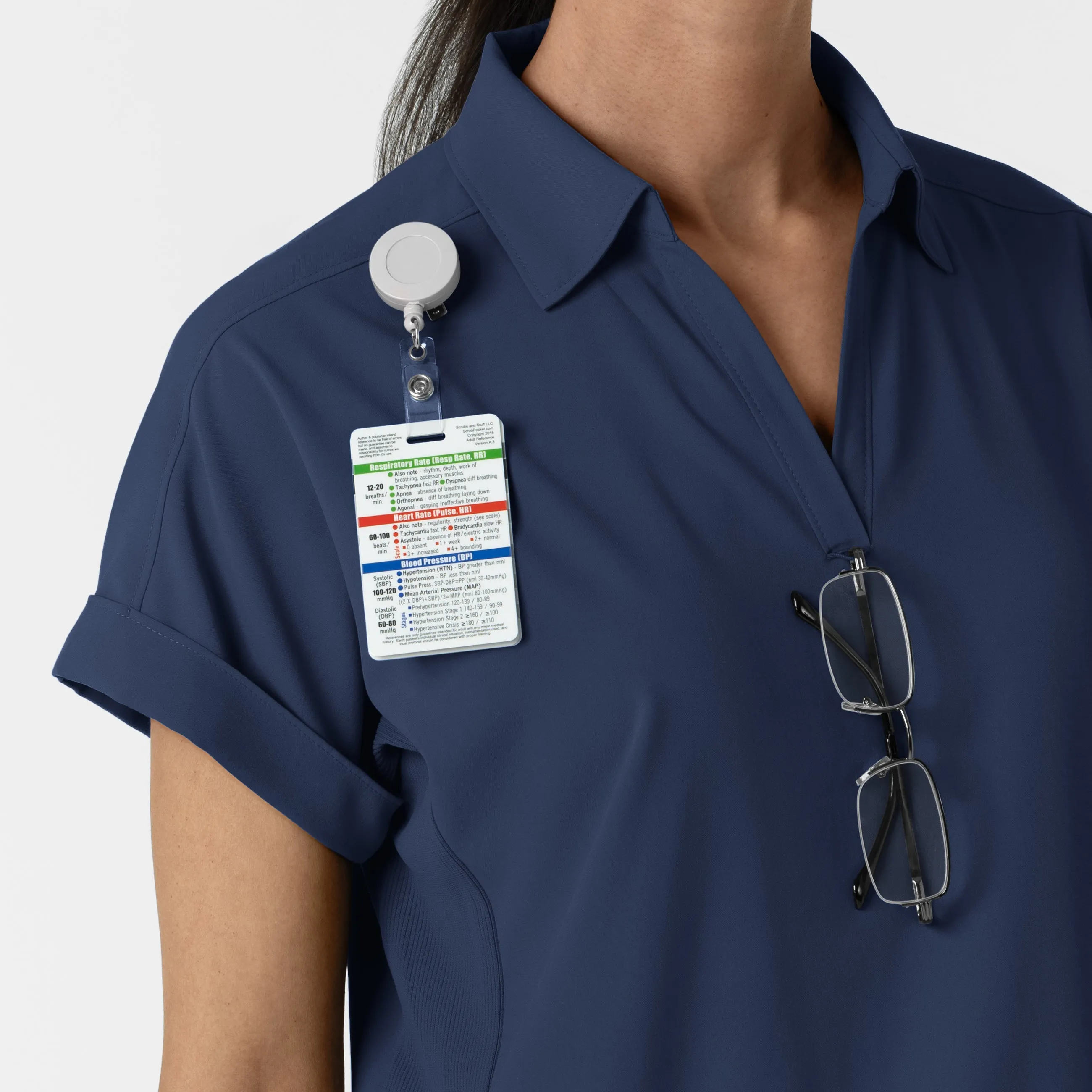 RENEW Women’s Flex-n-Reach Collar Scrub Top - Navy