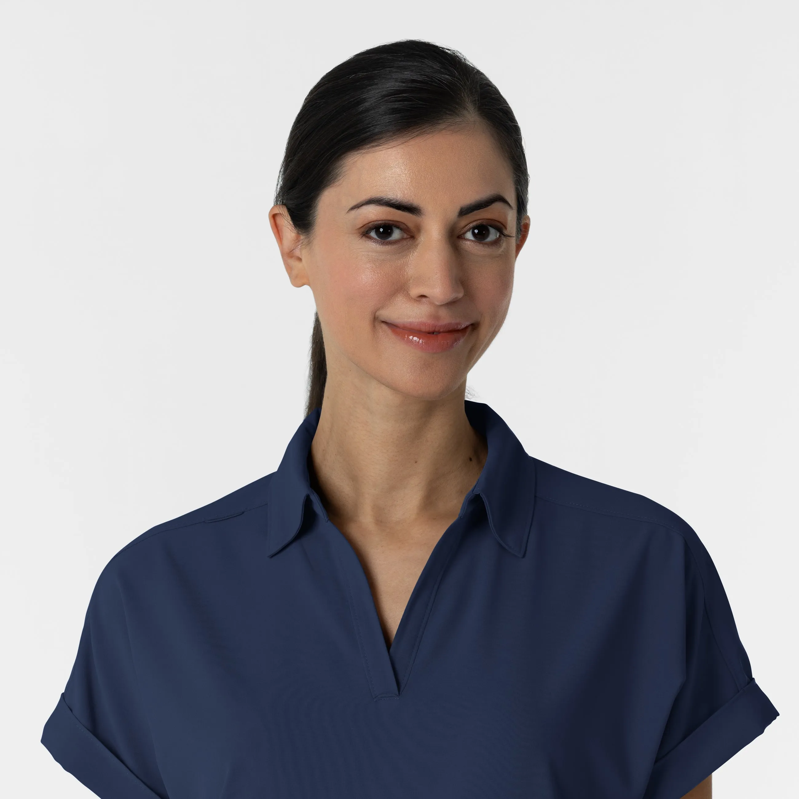 RENEW Women’s Flex-n-Reach Collar Scrub Top - Navy