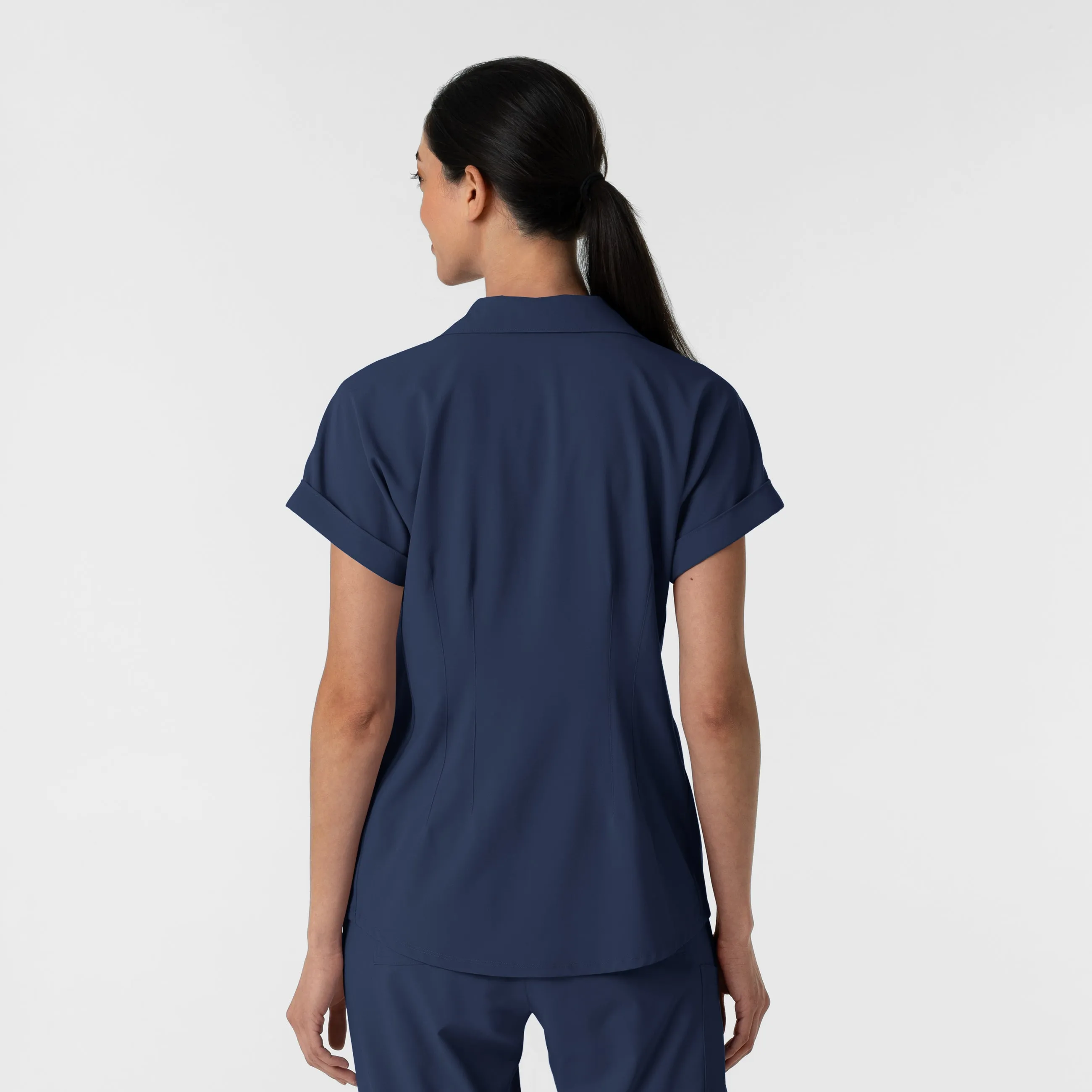 RENEW Women’s Flex-n-Reach Collar Scrub Top - Navy