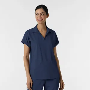 RENEW Women’s Flex-n-Reach Collar Scrub Top - Navy