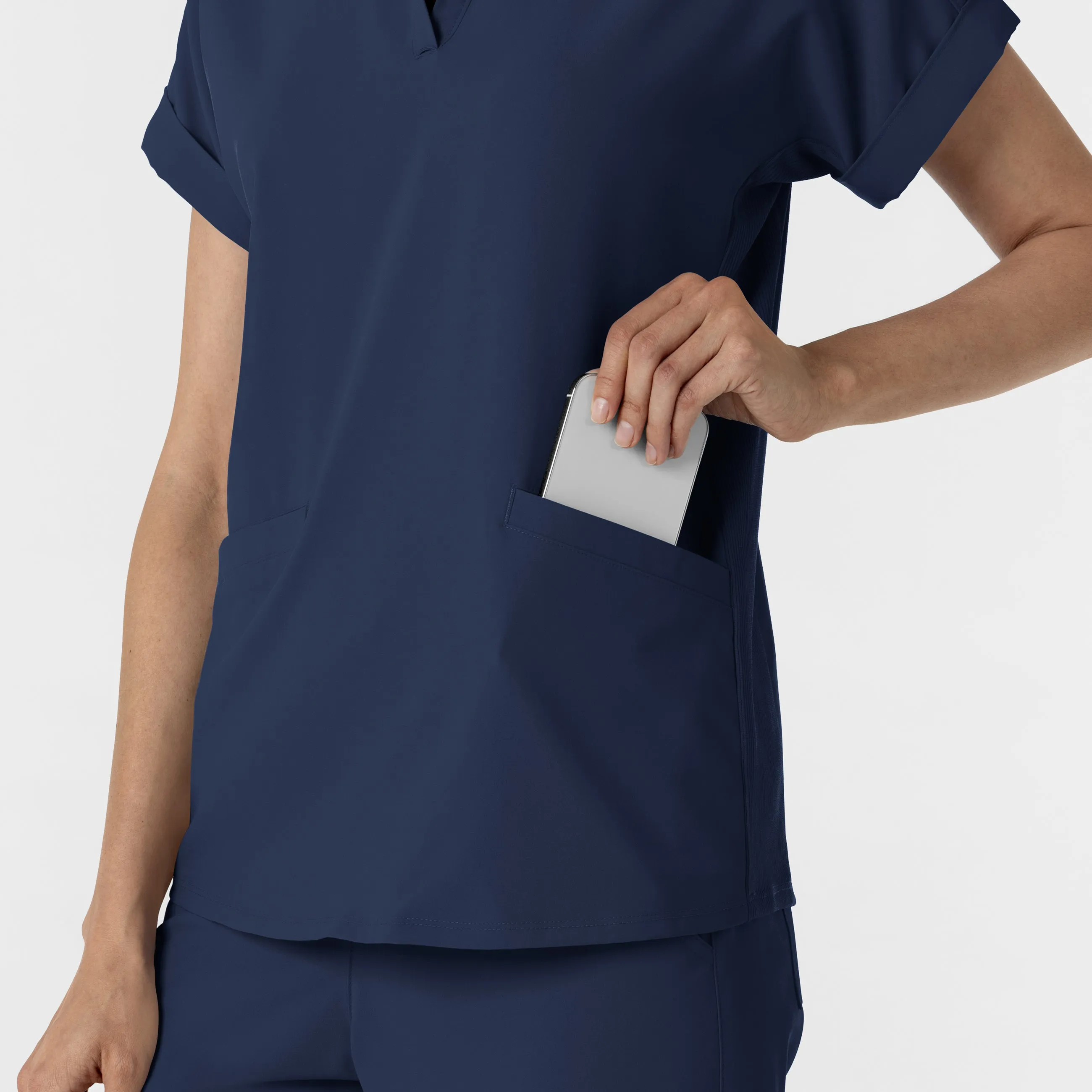 RENEW Women’s Flex-n-Reach Collar Scrub Top - Navy