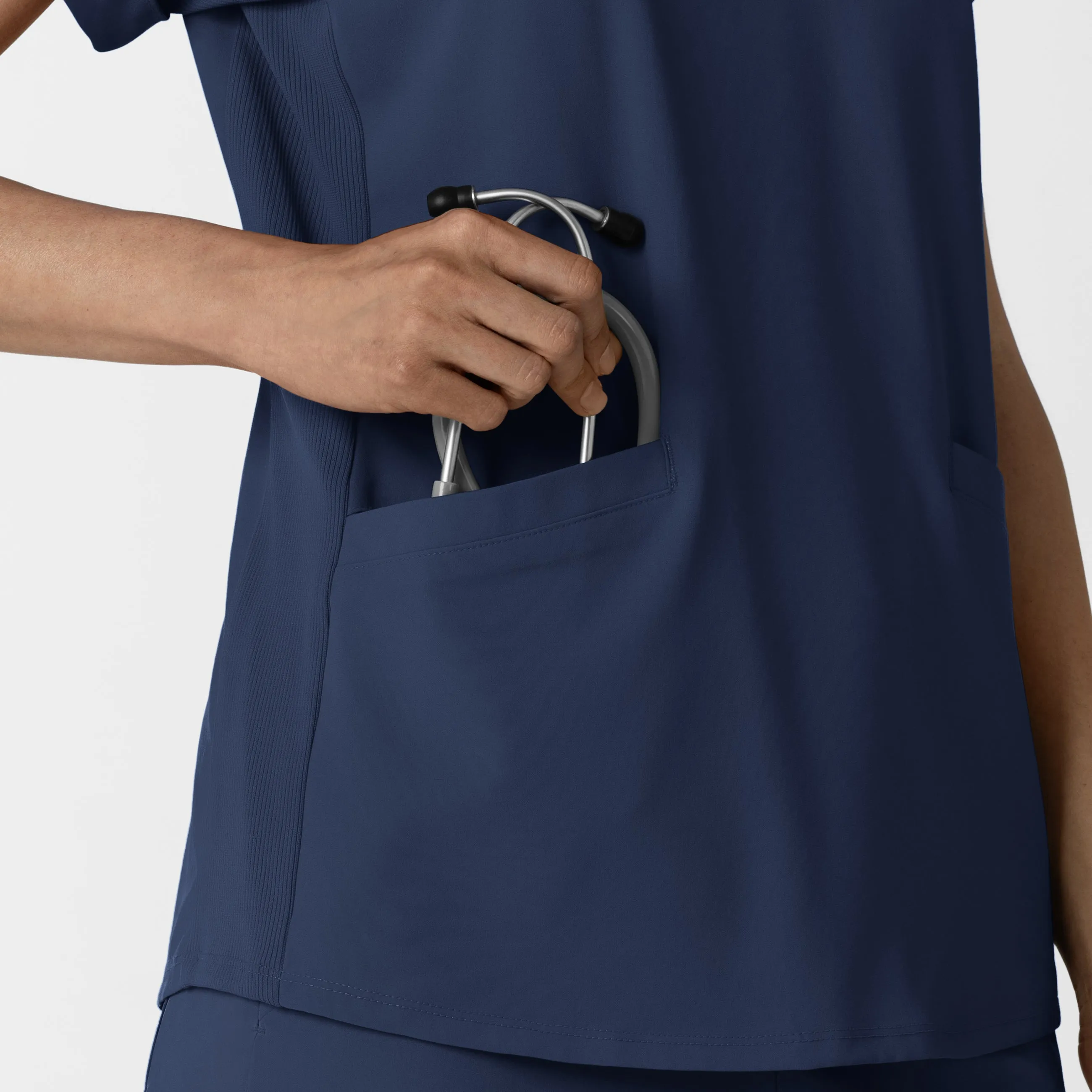 RENEW Women’s Flex-n-Reach Collar Scrub Top - Navy