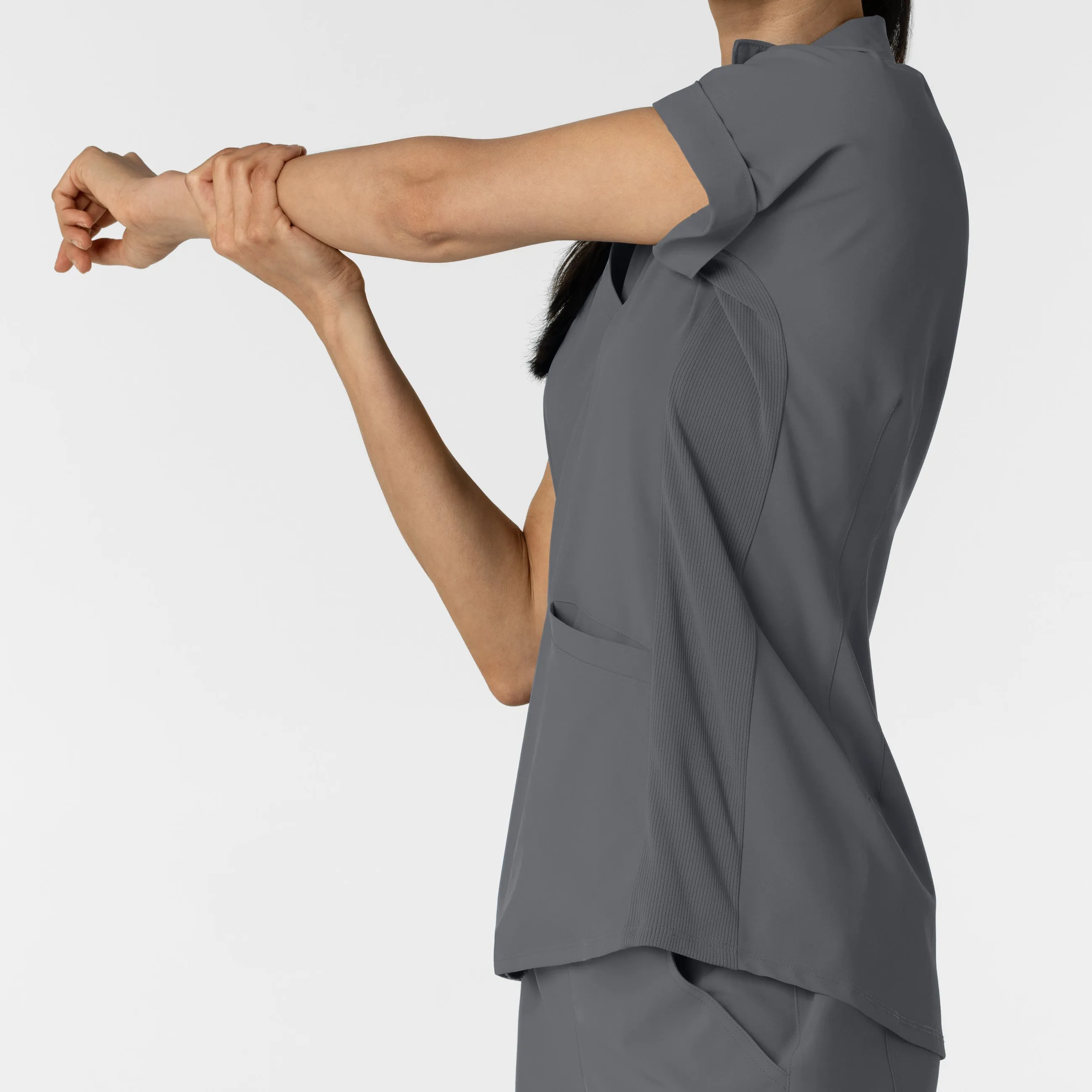 RENEW Women’s Flex-n-Reach Collar Scrub Top - Pewter