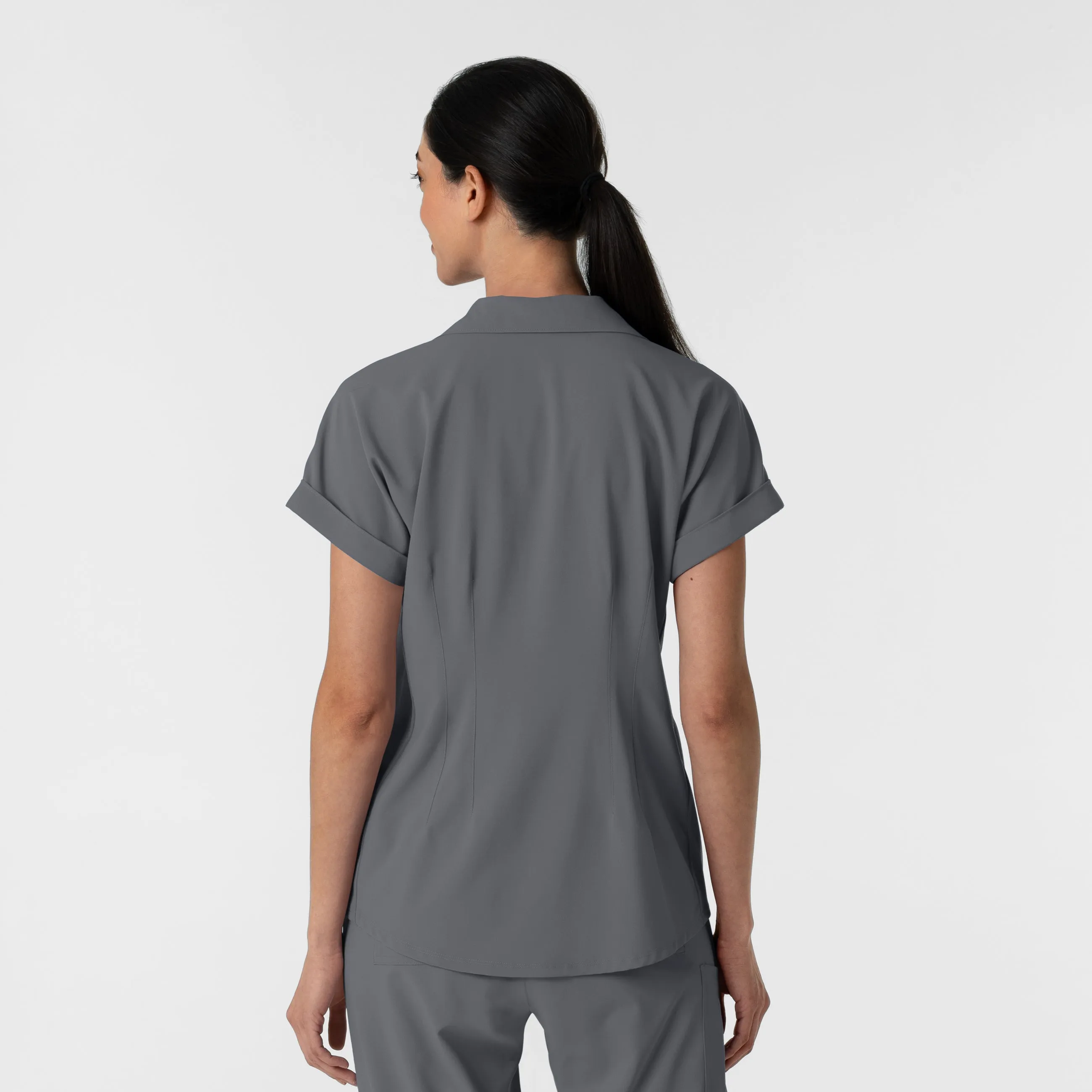 RENEW Women’s Flex-n-Reach Collar Scrub Top - Pewter