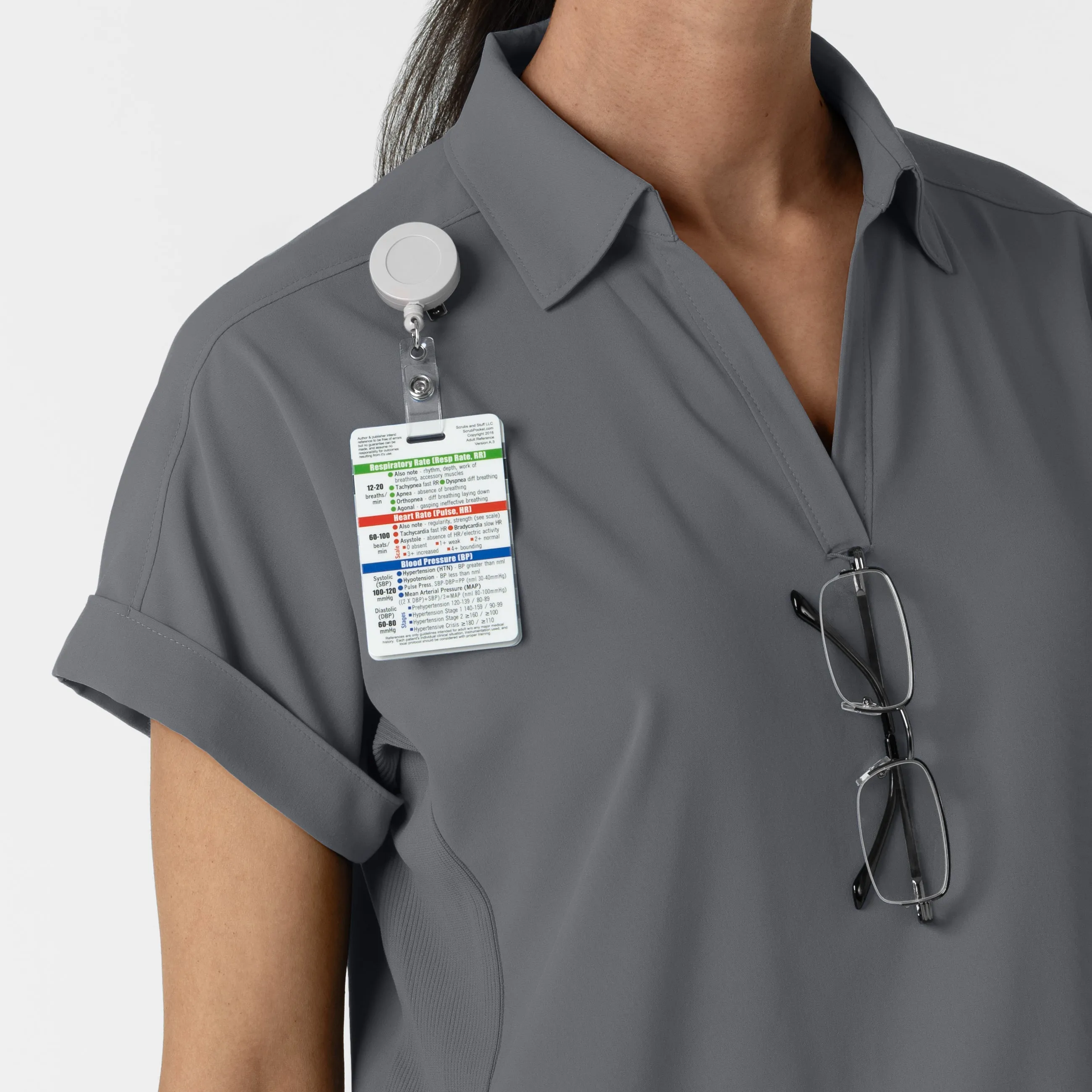 RENEW Women’s Flex-n-Reach Collar Scrub Top - Pewter
