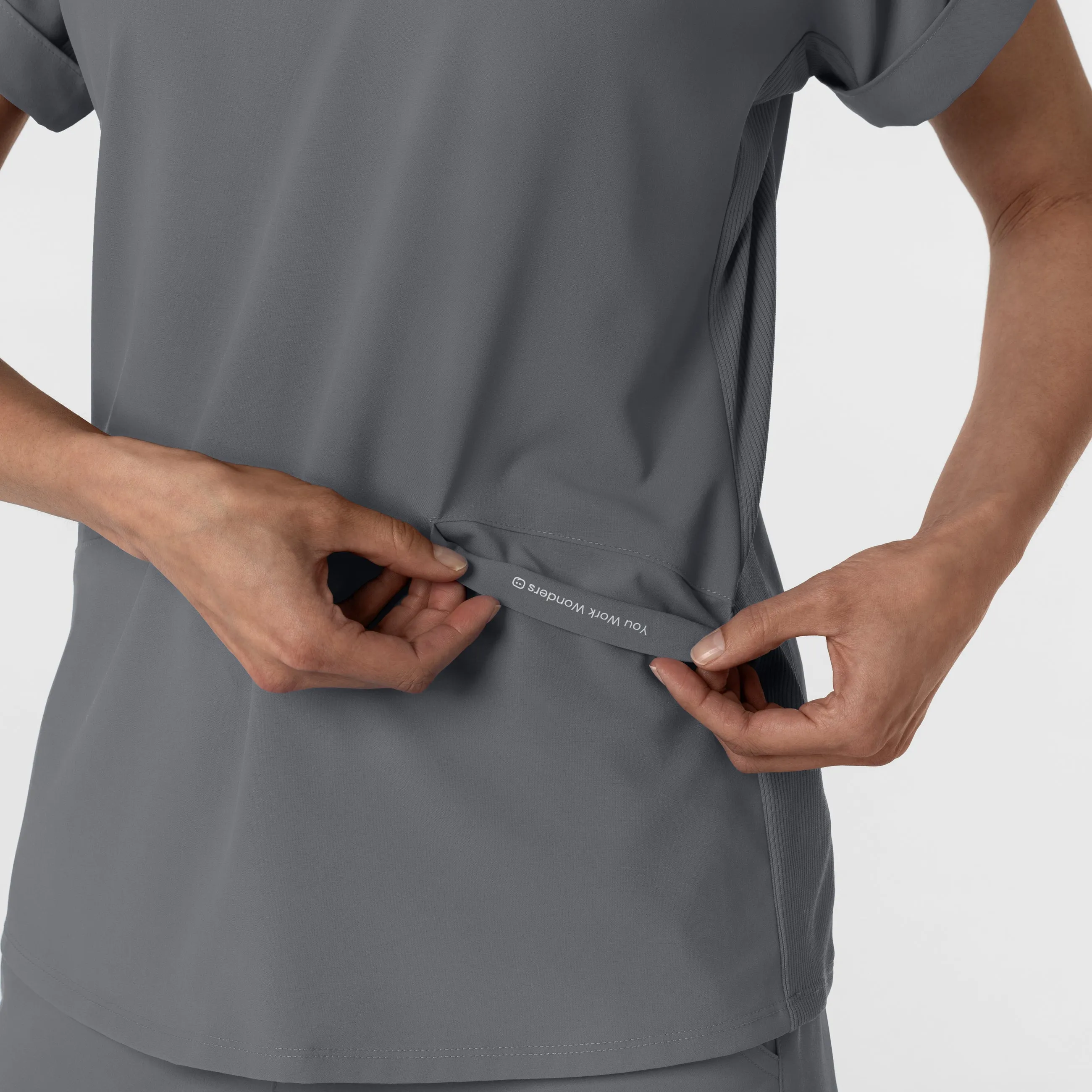 RENEW Women’s Flex-n-Reach Collar Scrub Top - Pewter