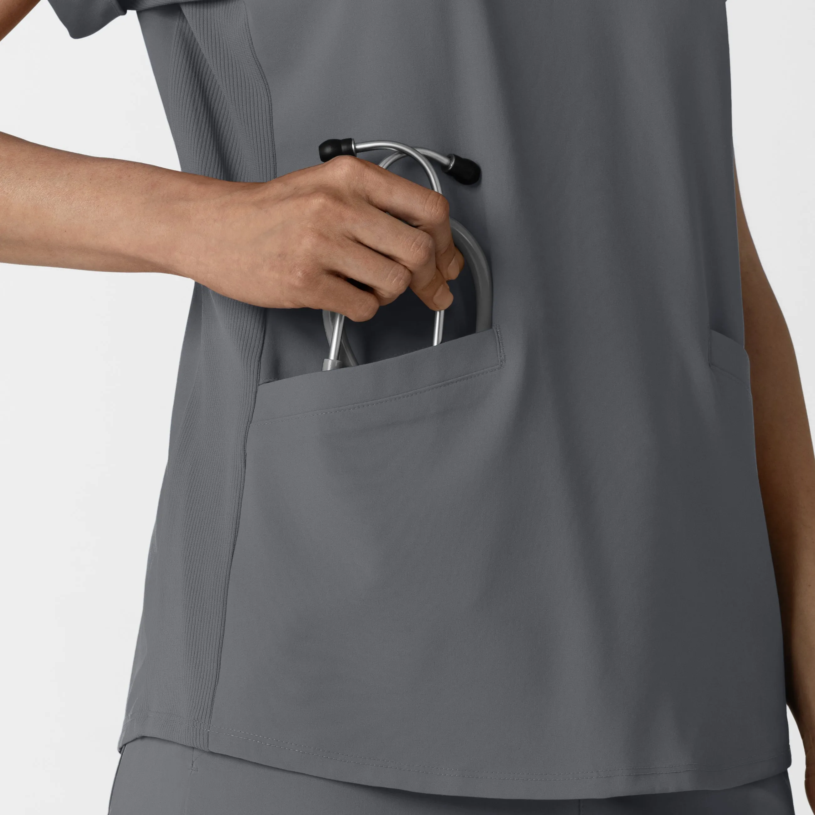 RENEW Women’s Flex-n-Reach Collar Scrub Top - Pewter