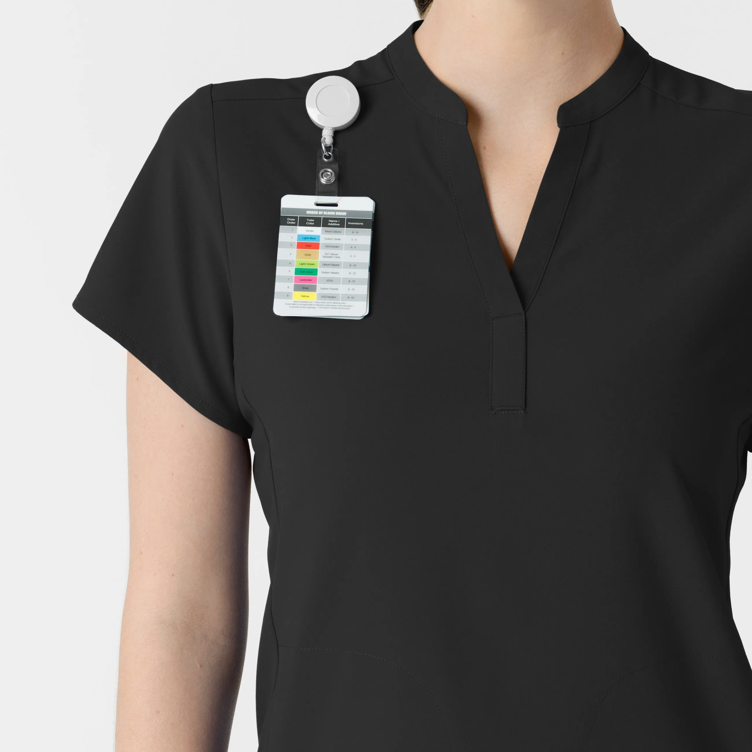 RENEW Women's Mandarin Collar Scrub Top - Black