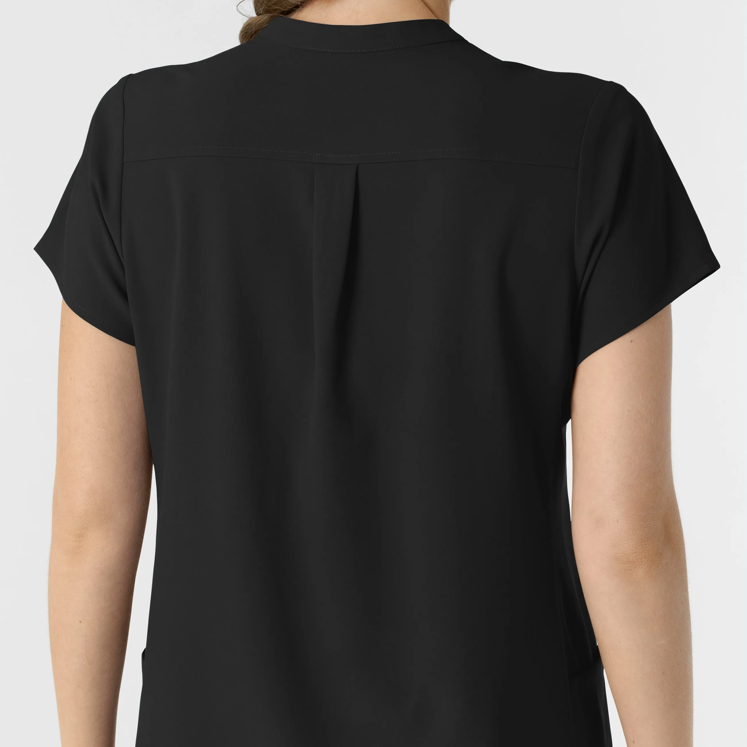 RENEW Women's Mandarin Collar Scrub Top - Black