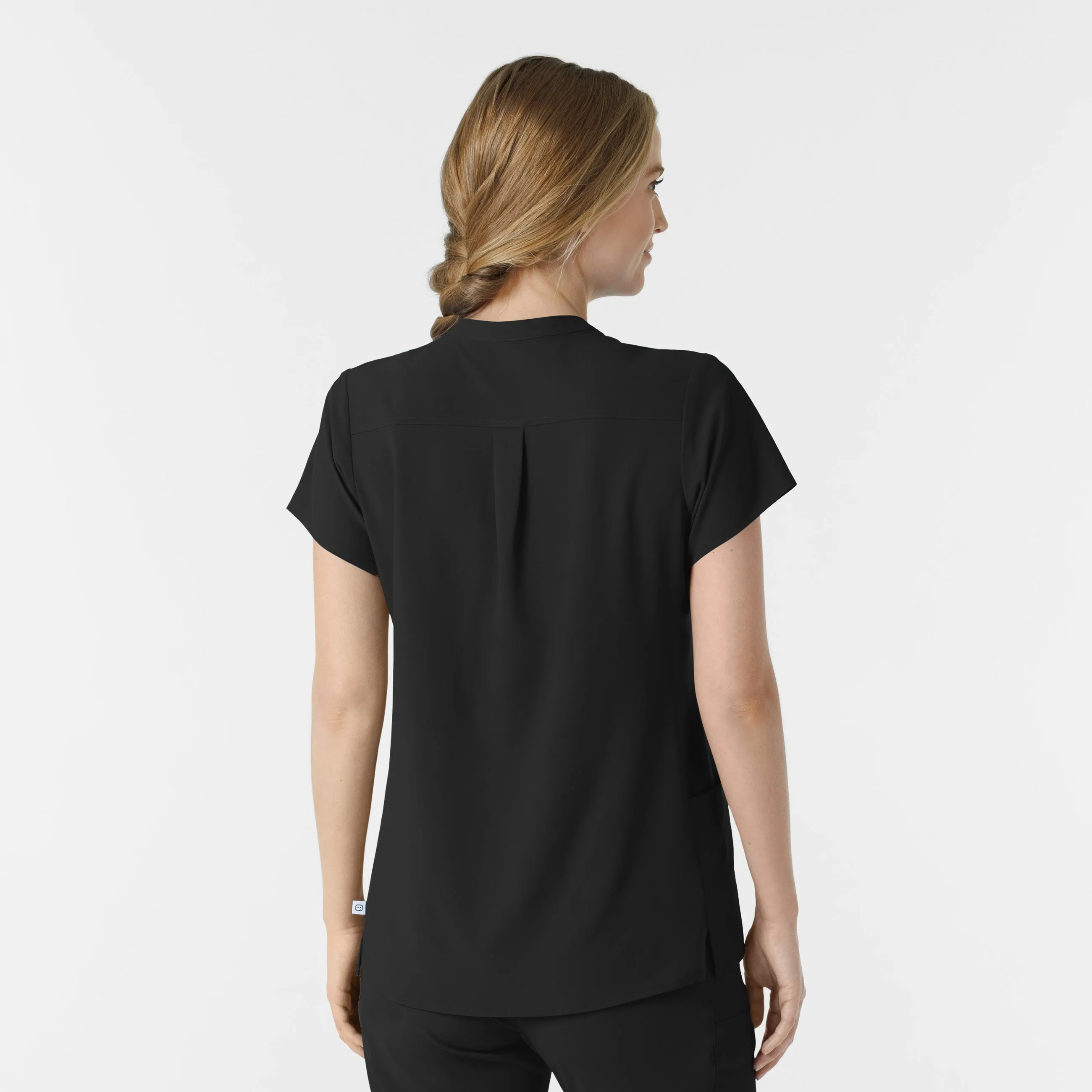 RENEW Women's Mandarin Collar Scrub Top - Black