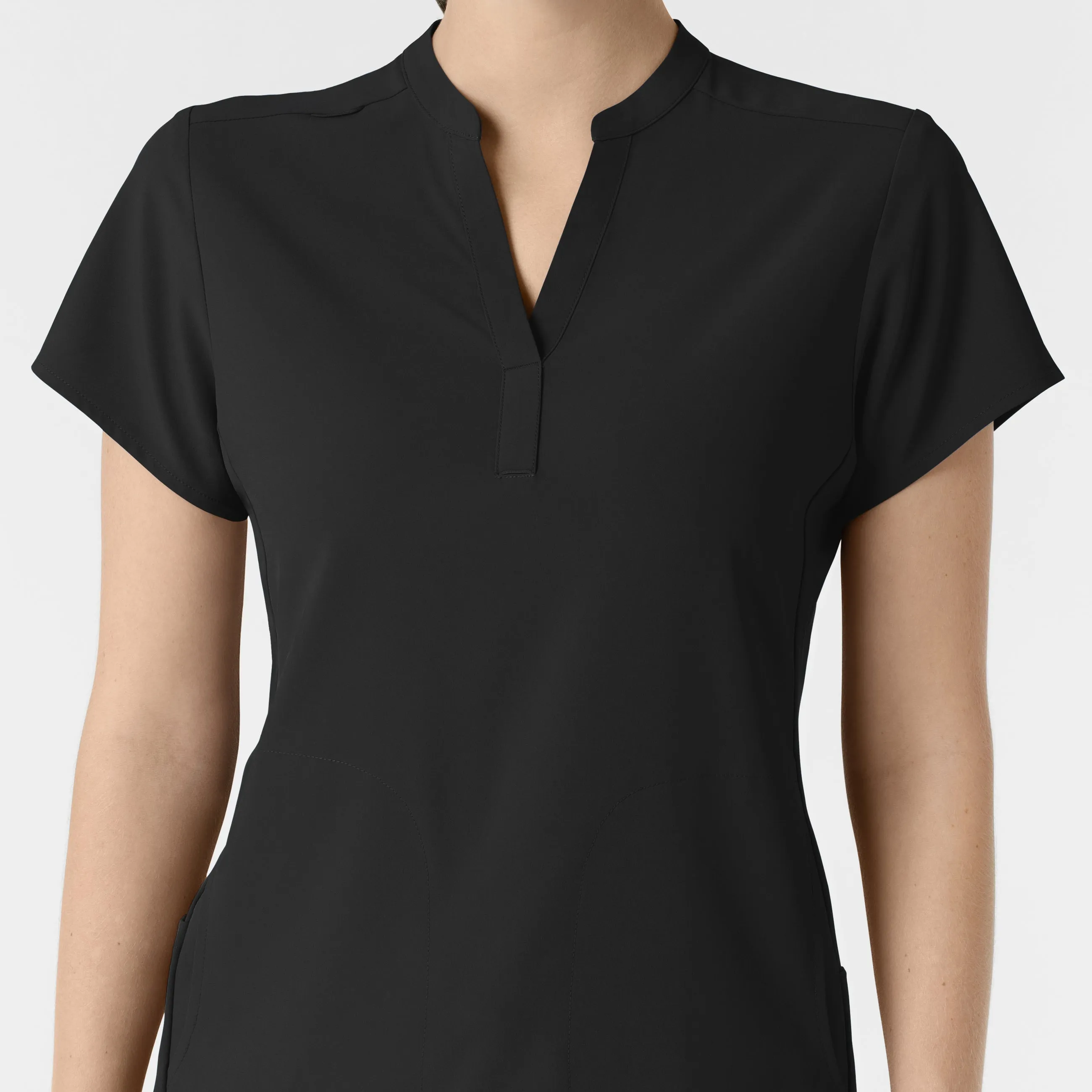 RENEW Women's Mandarin Collar Scrub Top - Black