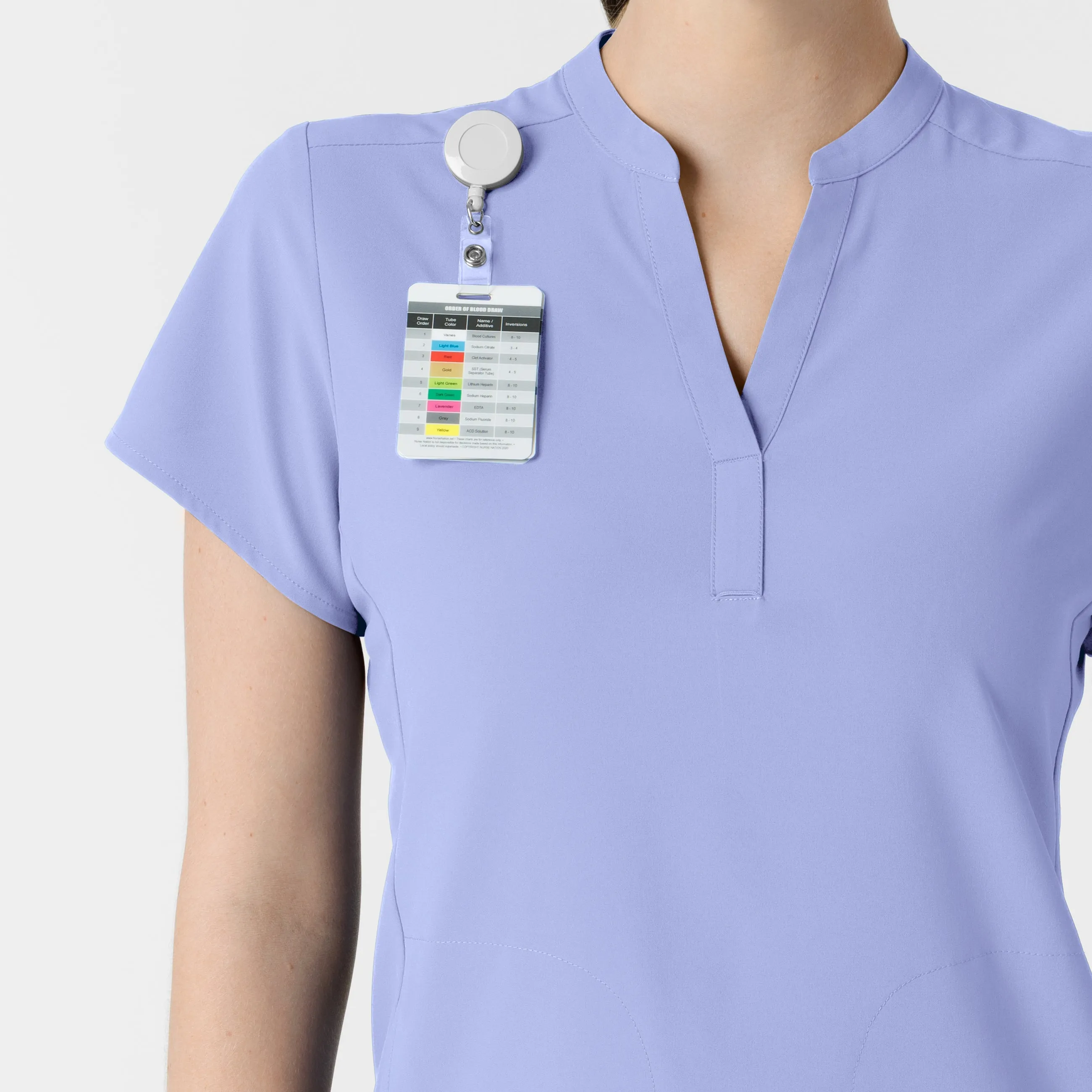 RENEW Women's Mandarin Collar Scrub Top - Ceil Blue