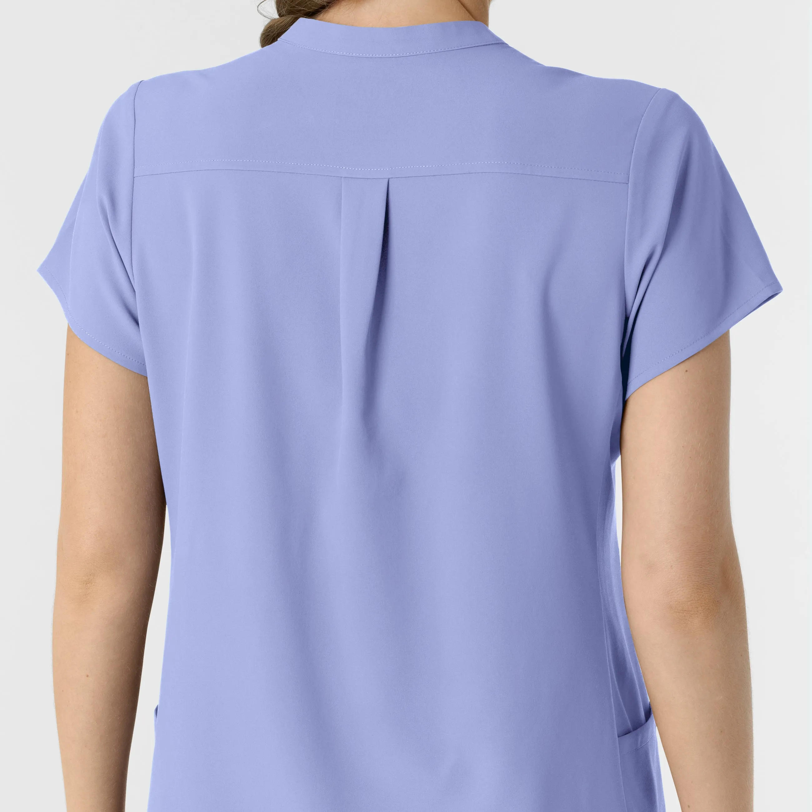 RENEW Women's Mandarin Collar Scrub Top - Ceil Blue