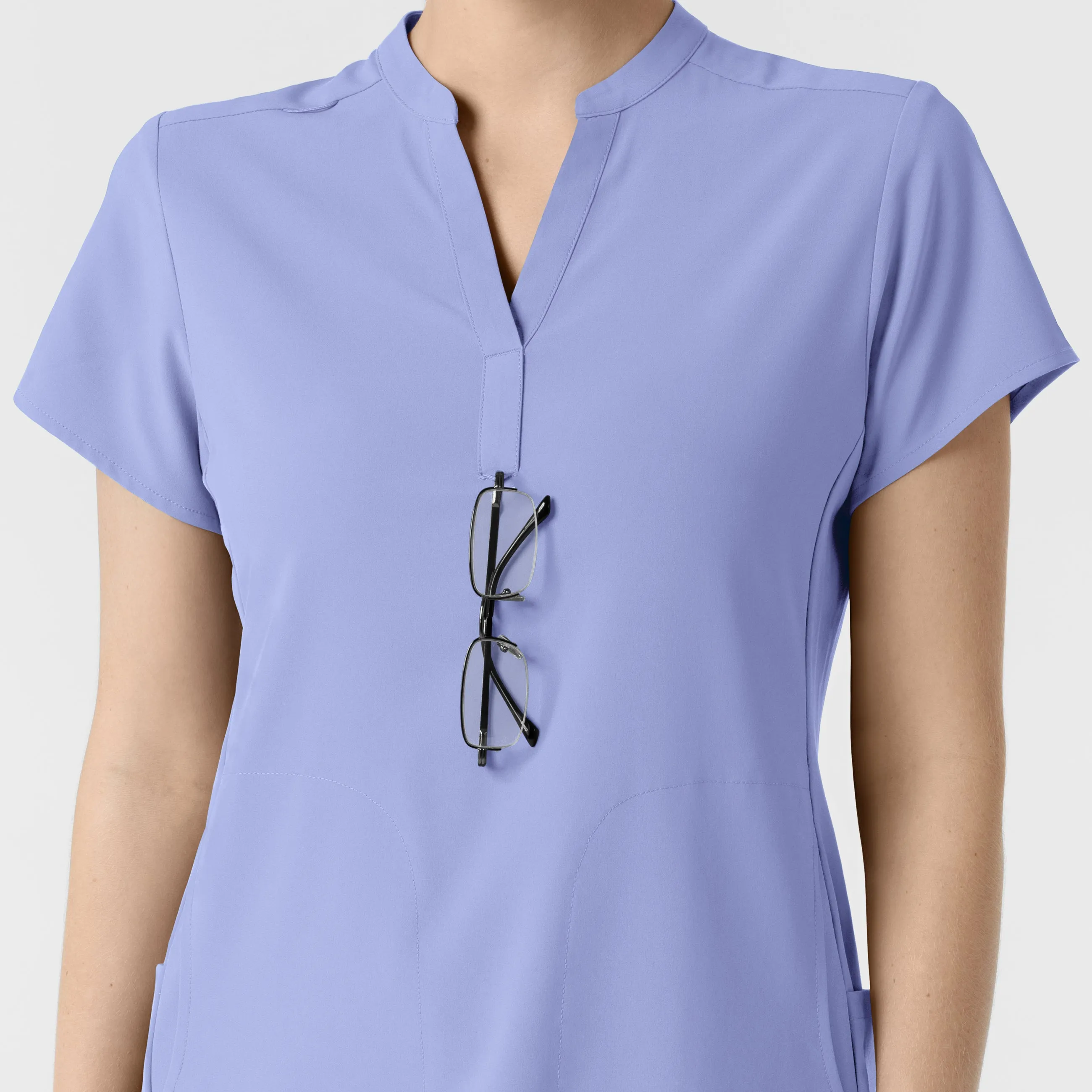 RENEW Women's Mandarin Collar Scrub Top - Ceil Blue