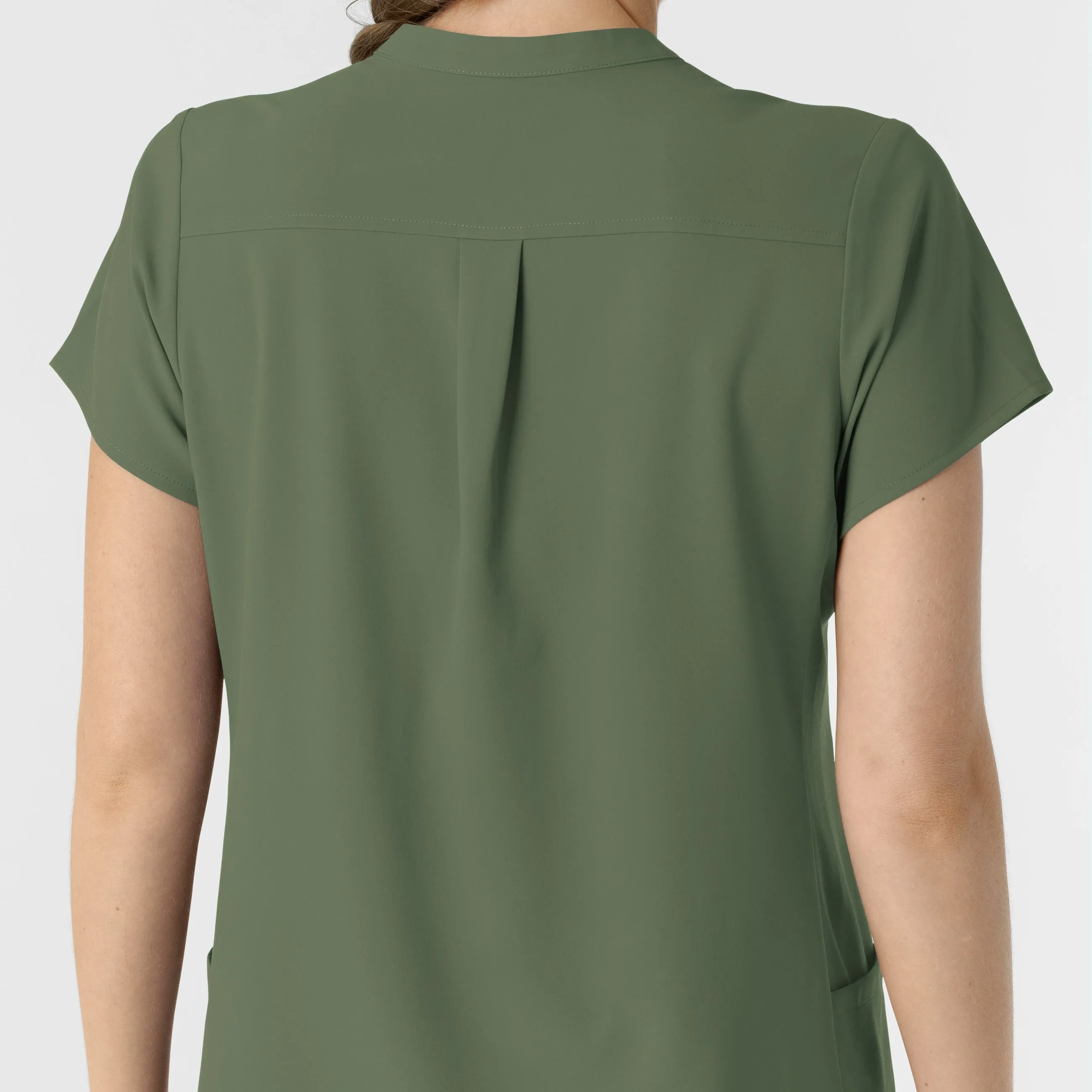 RENEW Women's Mandarin Collar Scrub Top - Olive