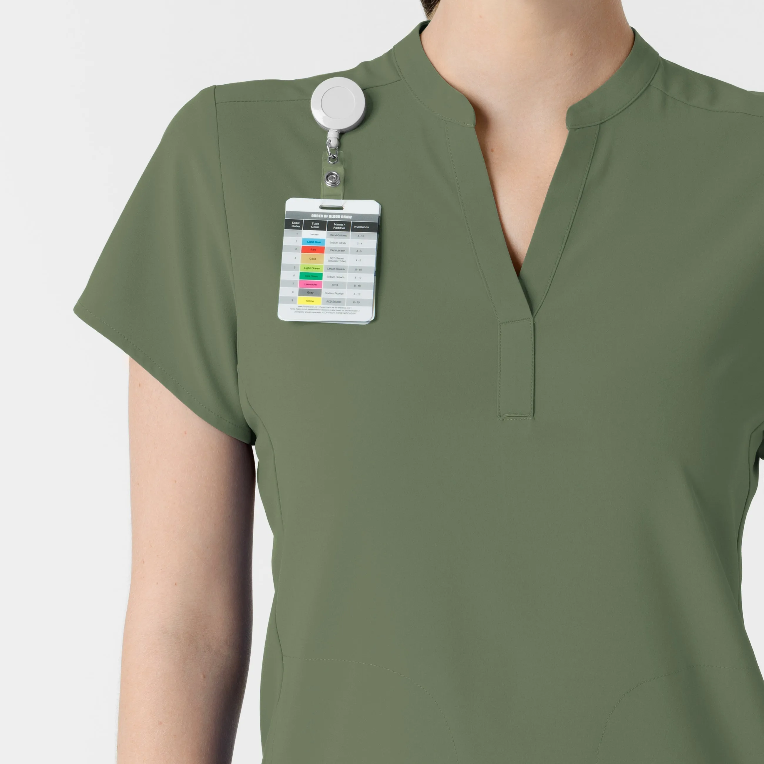 RENEW Women's Mandarin Collar Scrub Top - Olive
