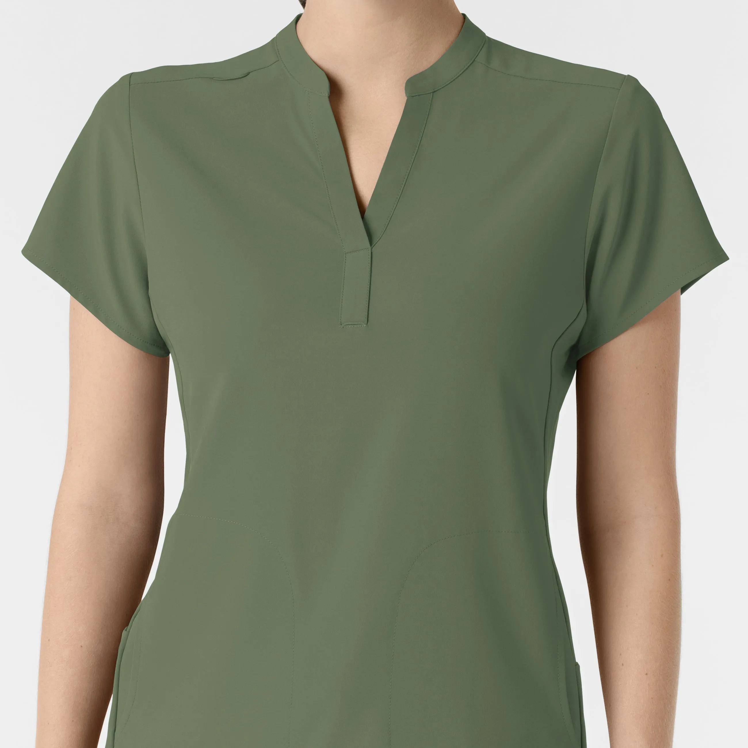 RENEW Women's Mandarin Collar Scrub Top - Olive