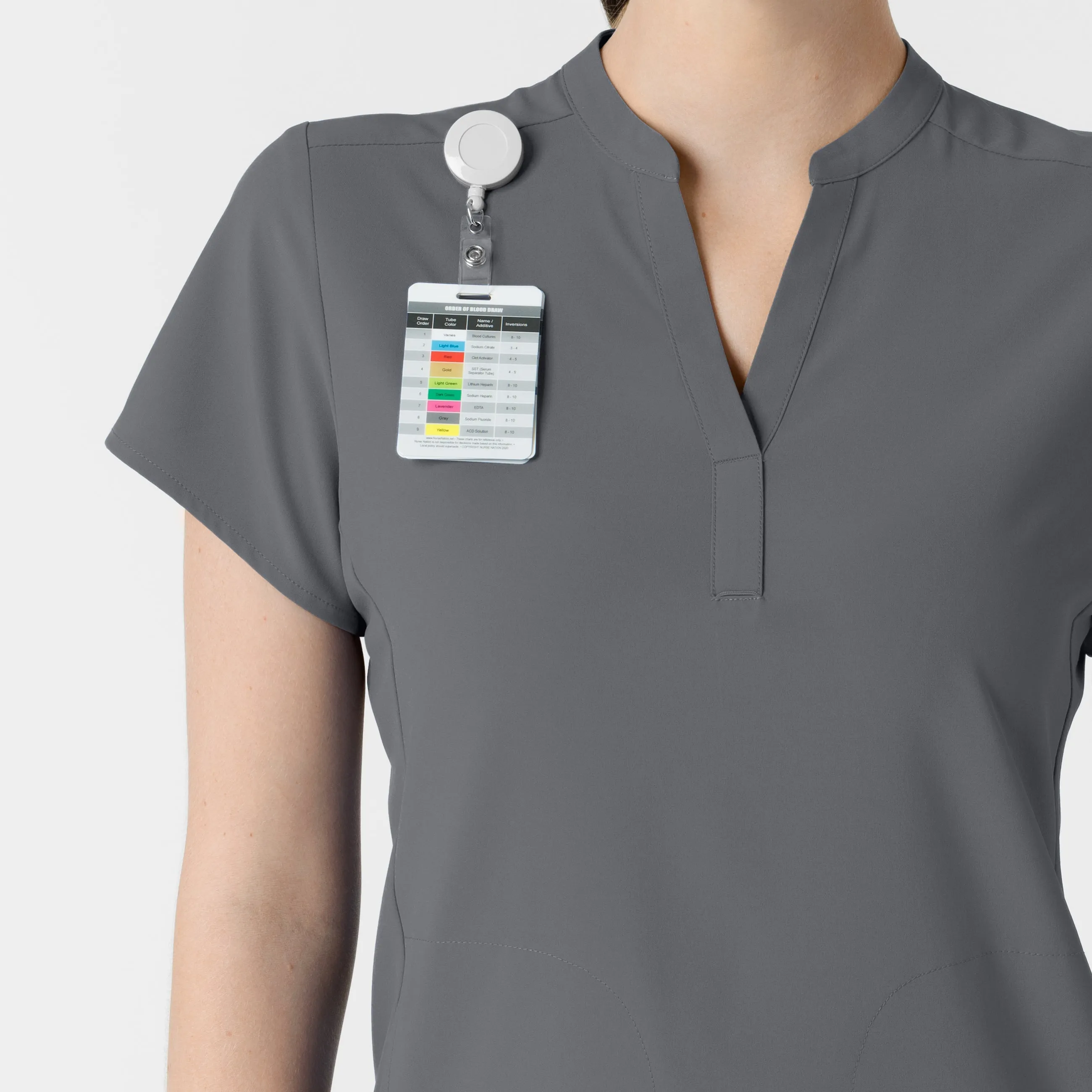 RENEW Women's Mandarin Collar Scrub Top - Pewter