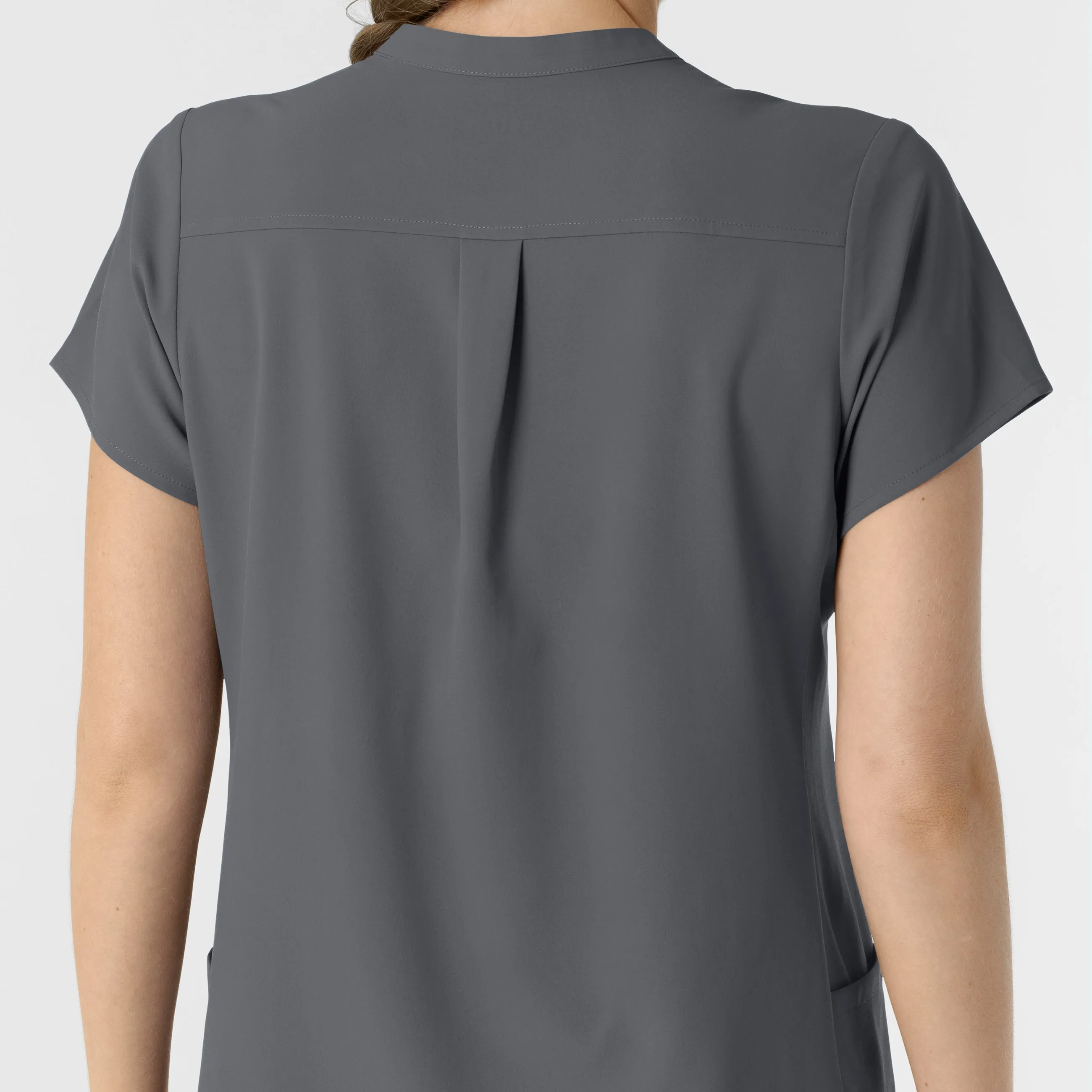 RENEW Women's Mandarin Collar Scrub Top - Pewter