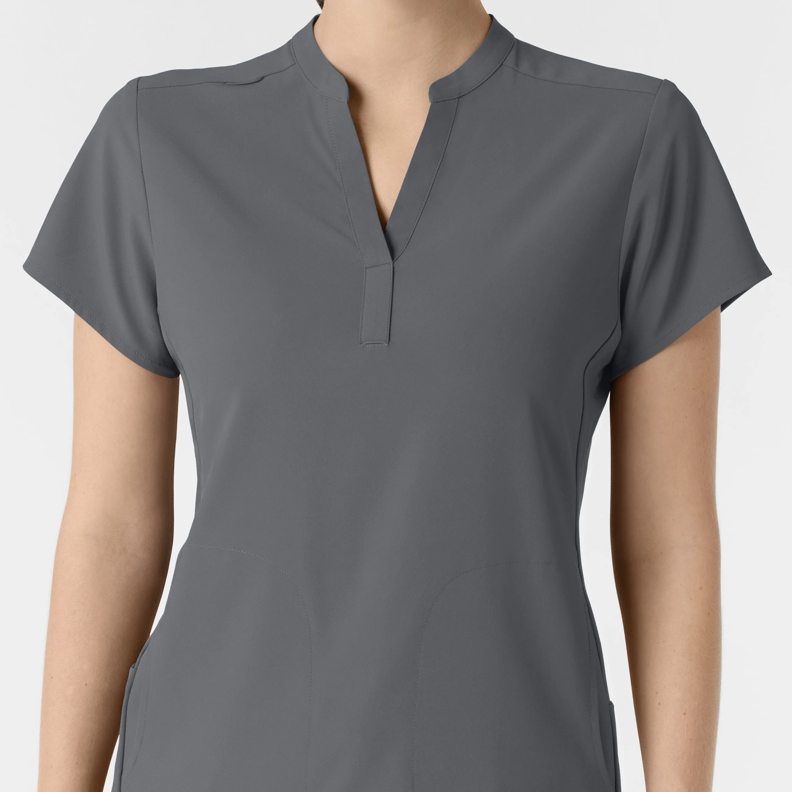 RENEW Women's Mandarin Collar Scrub Top - Pewter
