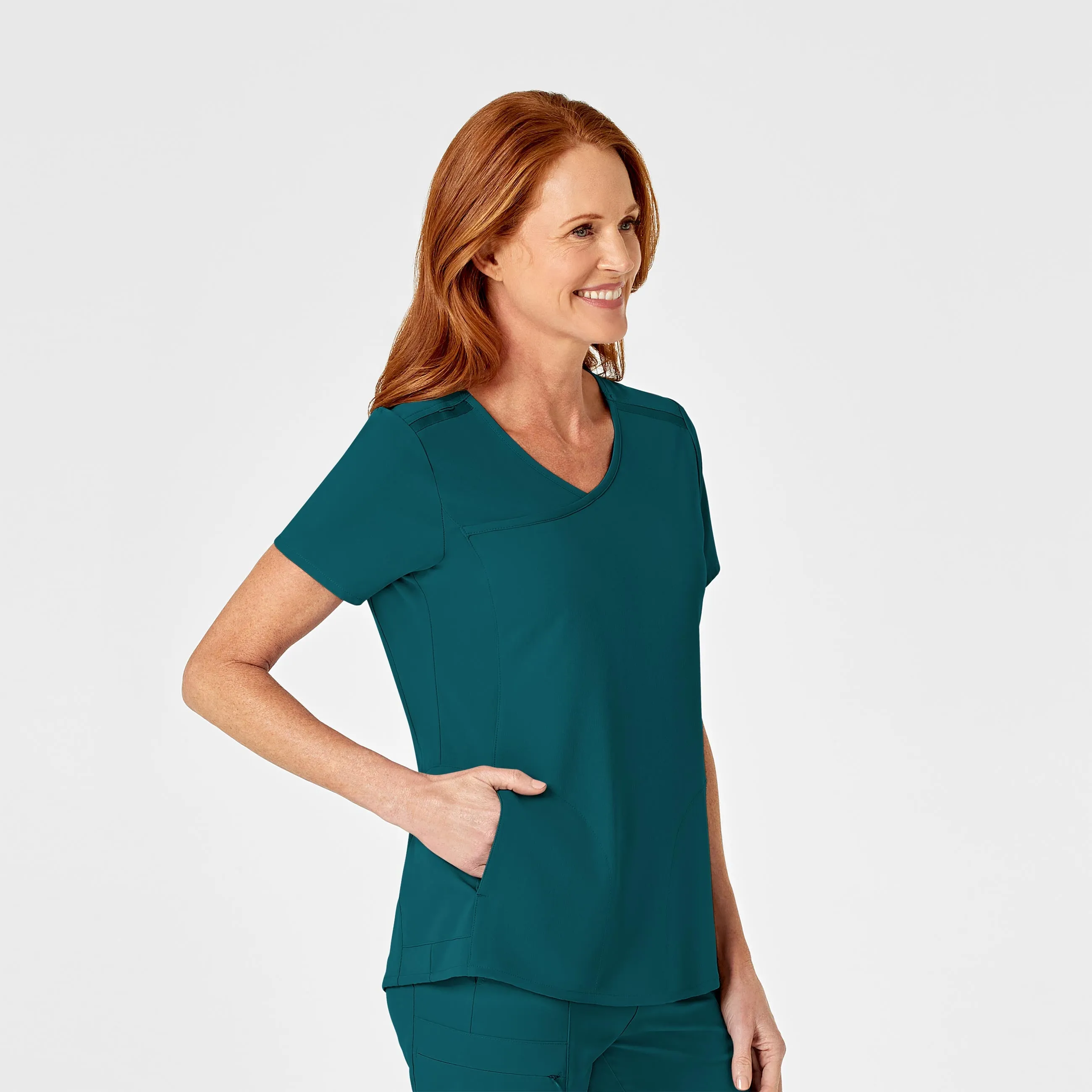 RENEW Women's Mock Wrap Scrub Top - Caribbean